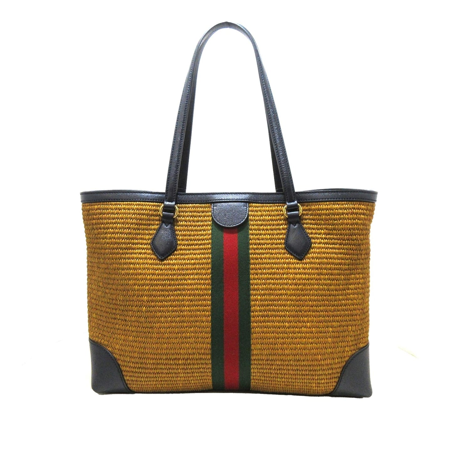 Gucci Ophidia SHG-prwlXI Raffia Calf Black Brown Tote Bag