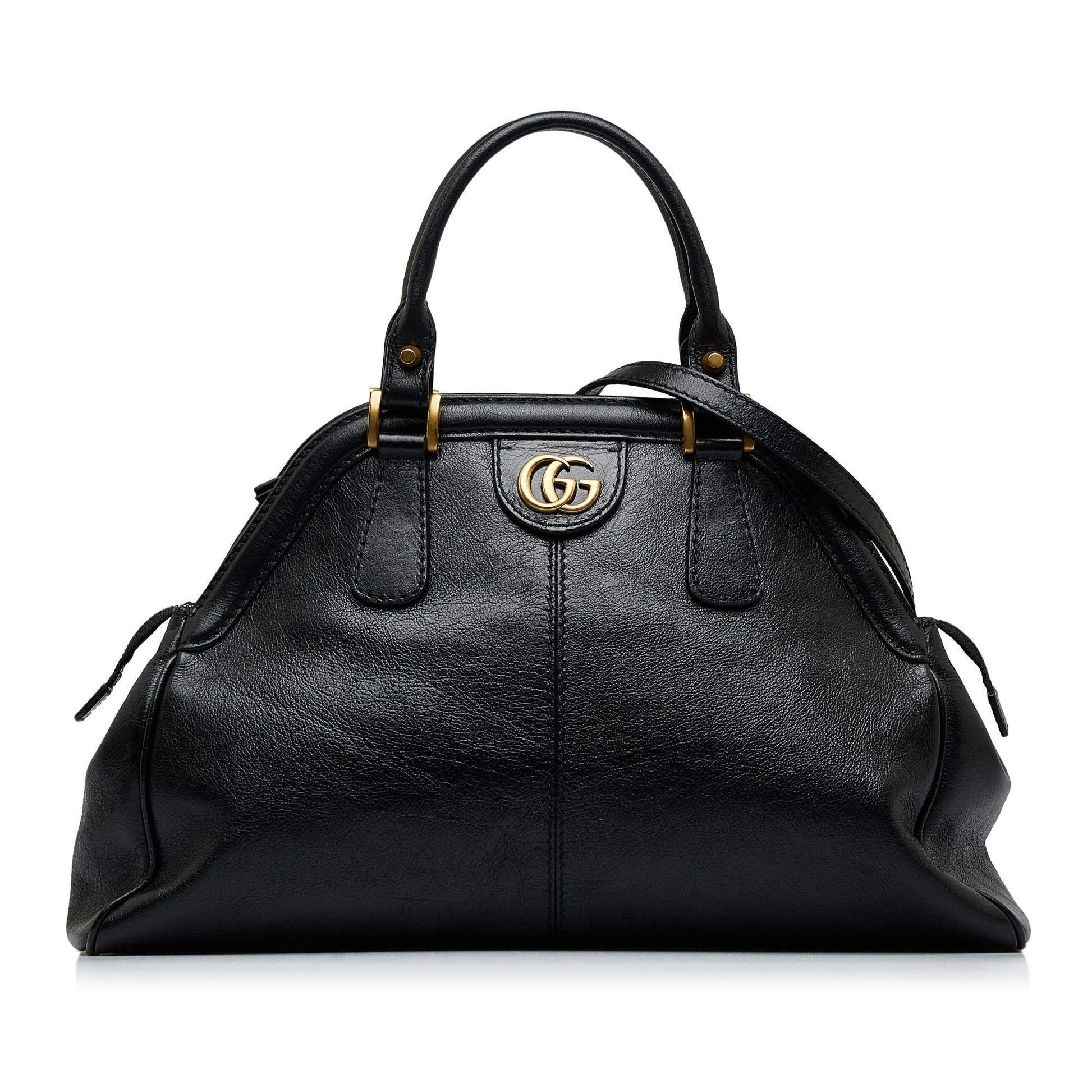 Gucci Re Belle SHG-08YToz Calf Black Medium Top Handle Satchel Bag
