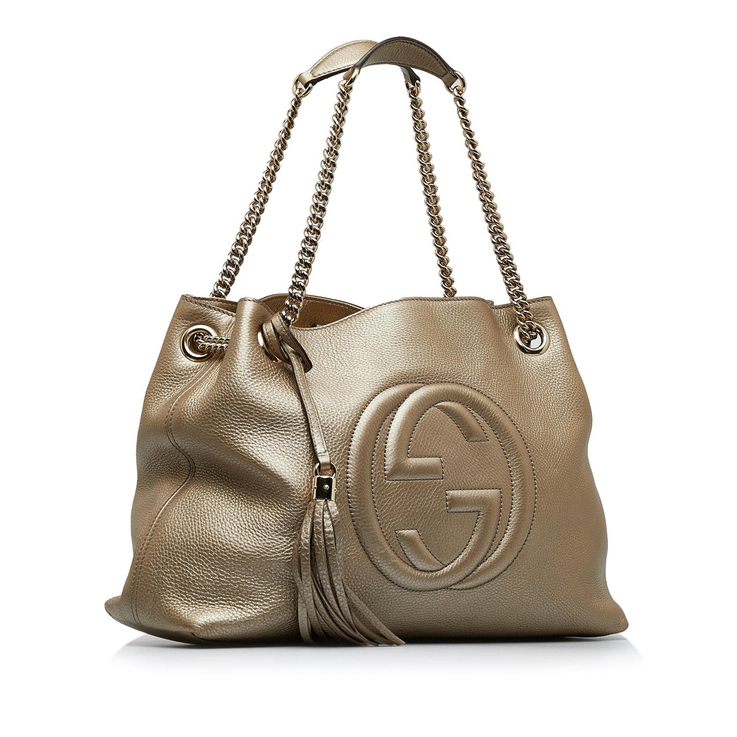Gucci Soho SHG-C443qt Calf Gold Medium Chain Tote Bag