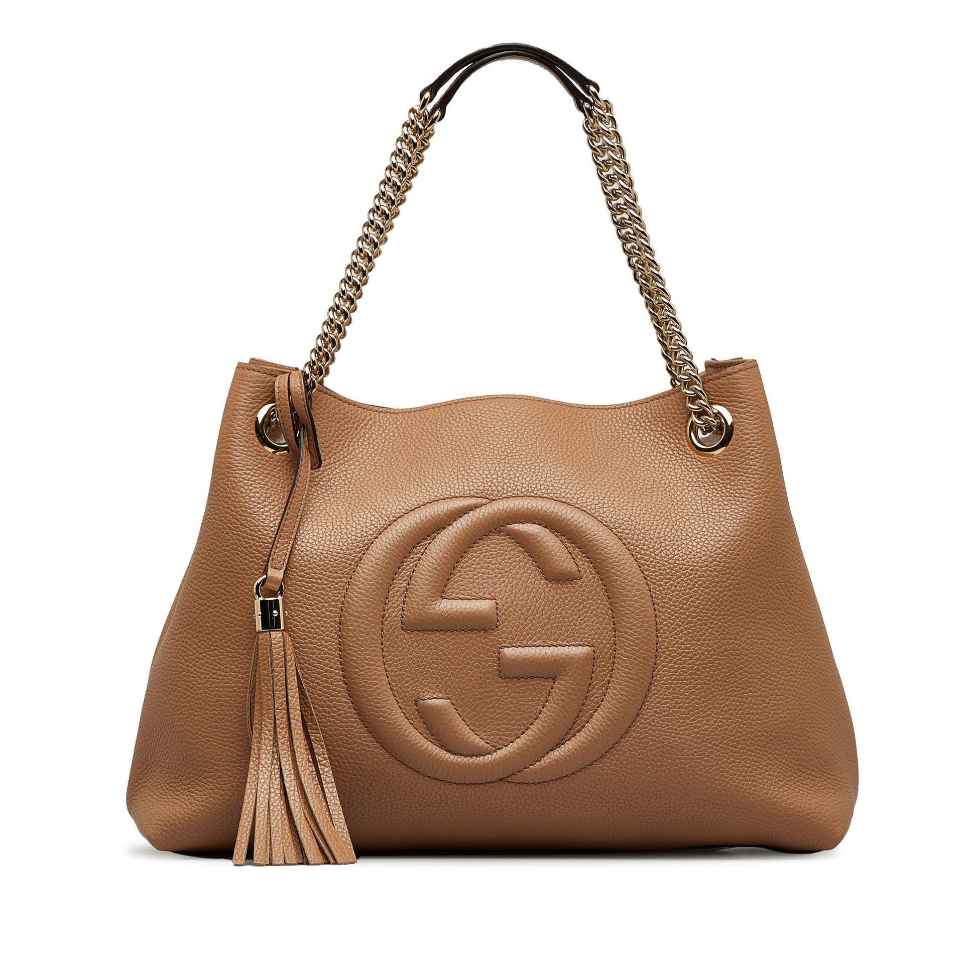 Gucci Soho SHG-z86Ecn Calf Brown Medium Chain Tote Bag