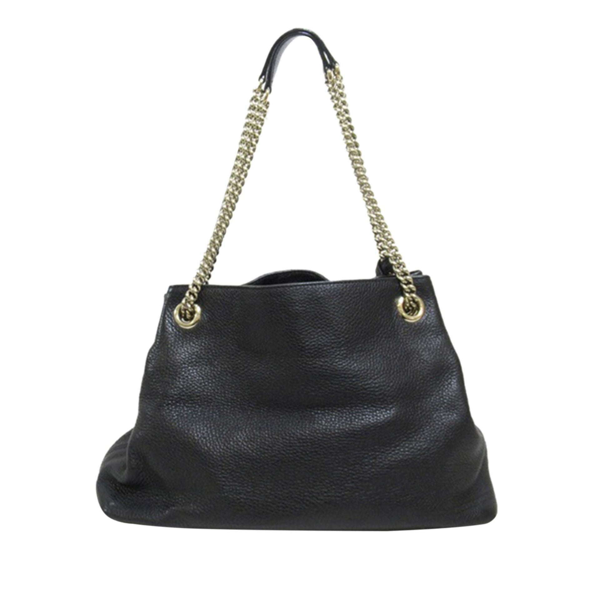 Gucci Soho SHG-RyFhu1 Calf Black Medium Chain Tote Bag