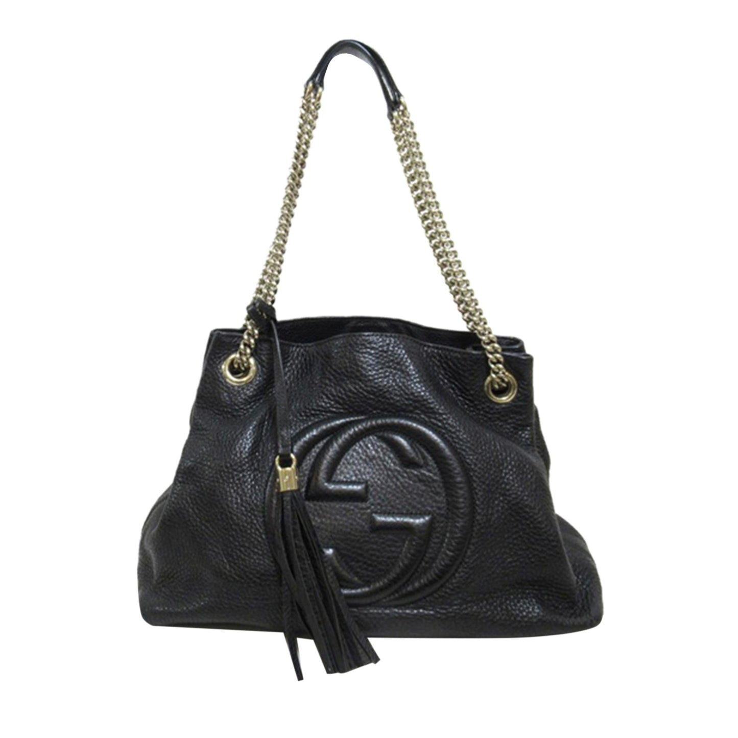 Gucci Soho SHG-RyFhu1 Calf Black Medium Chain Tote Bag