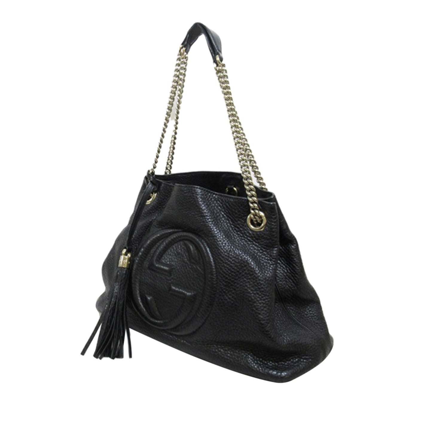 Gucci Soho SHG-RyFhu1 Calf Black Medium Chain Tote Bag