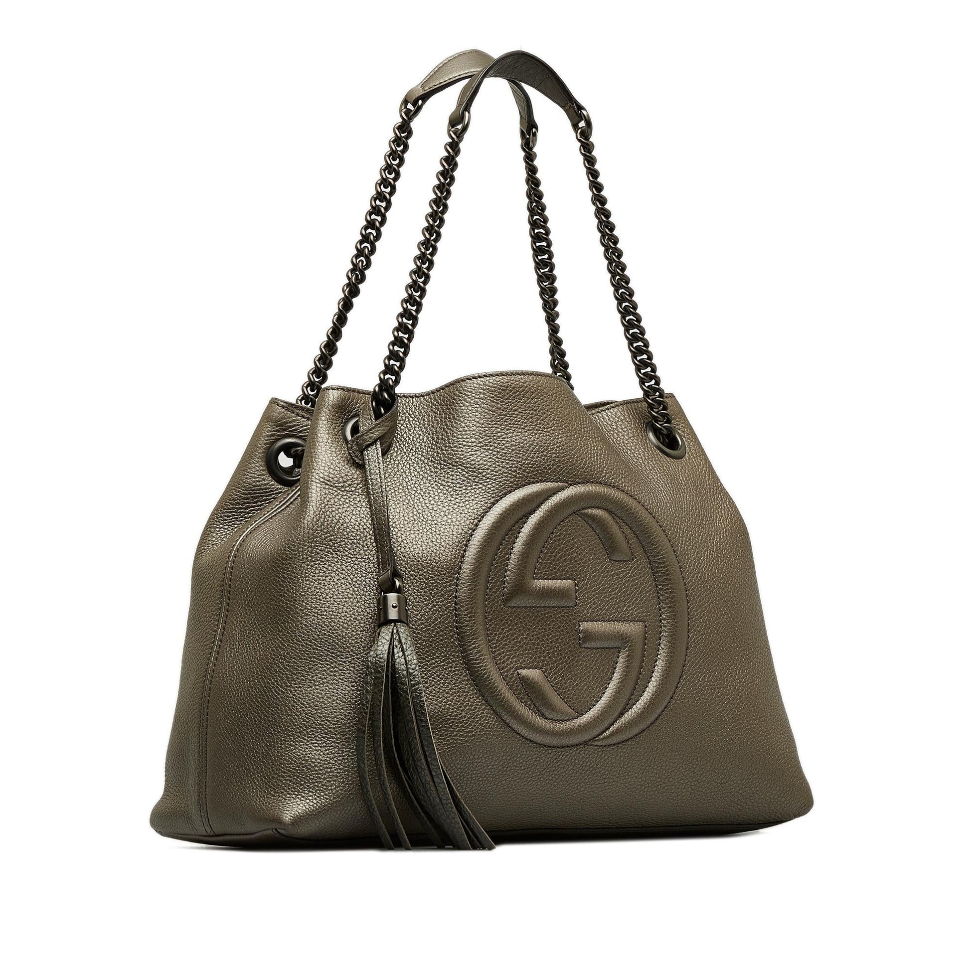 Gucci Soho SHG-StYoFV Calf Gold Medium Chain Tote Bag