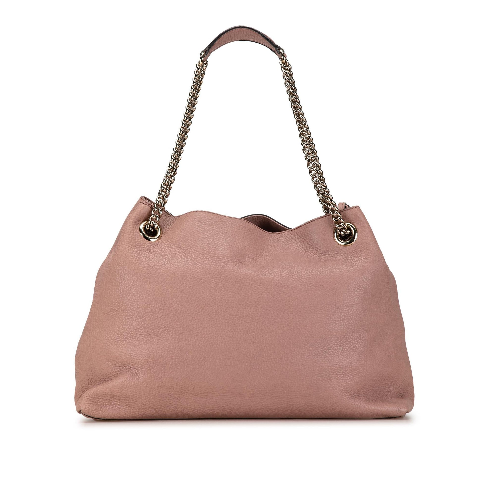 Gucci Soho SHG-wQHoQ0 Calf Pink Medium Chain Tote Bag