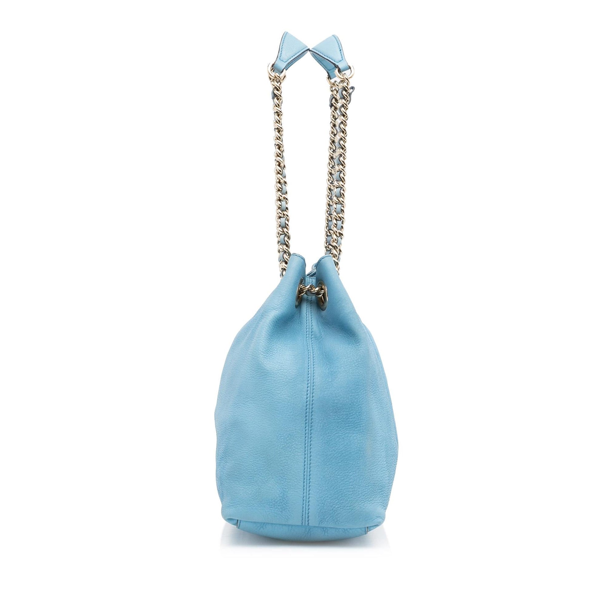 Gucci Soho SHG-ydl1K7 Calf Blue Medium Chain Shoulder Bag