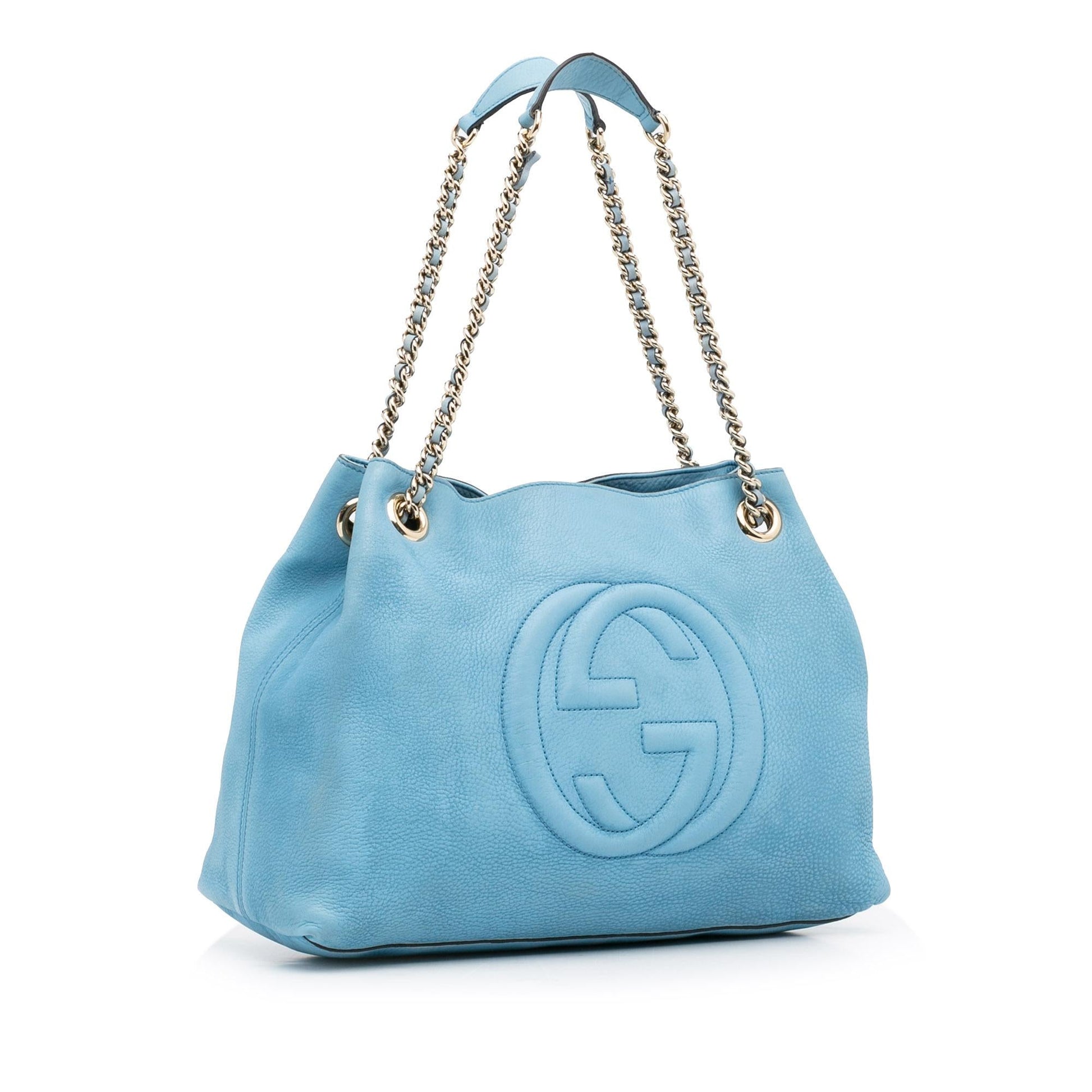 Gucci Soho SHG-ydl1K7 Calf Blue Medium Chain Shoulder Bag
