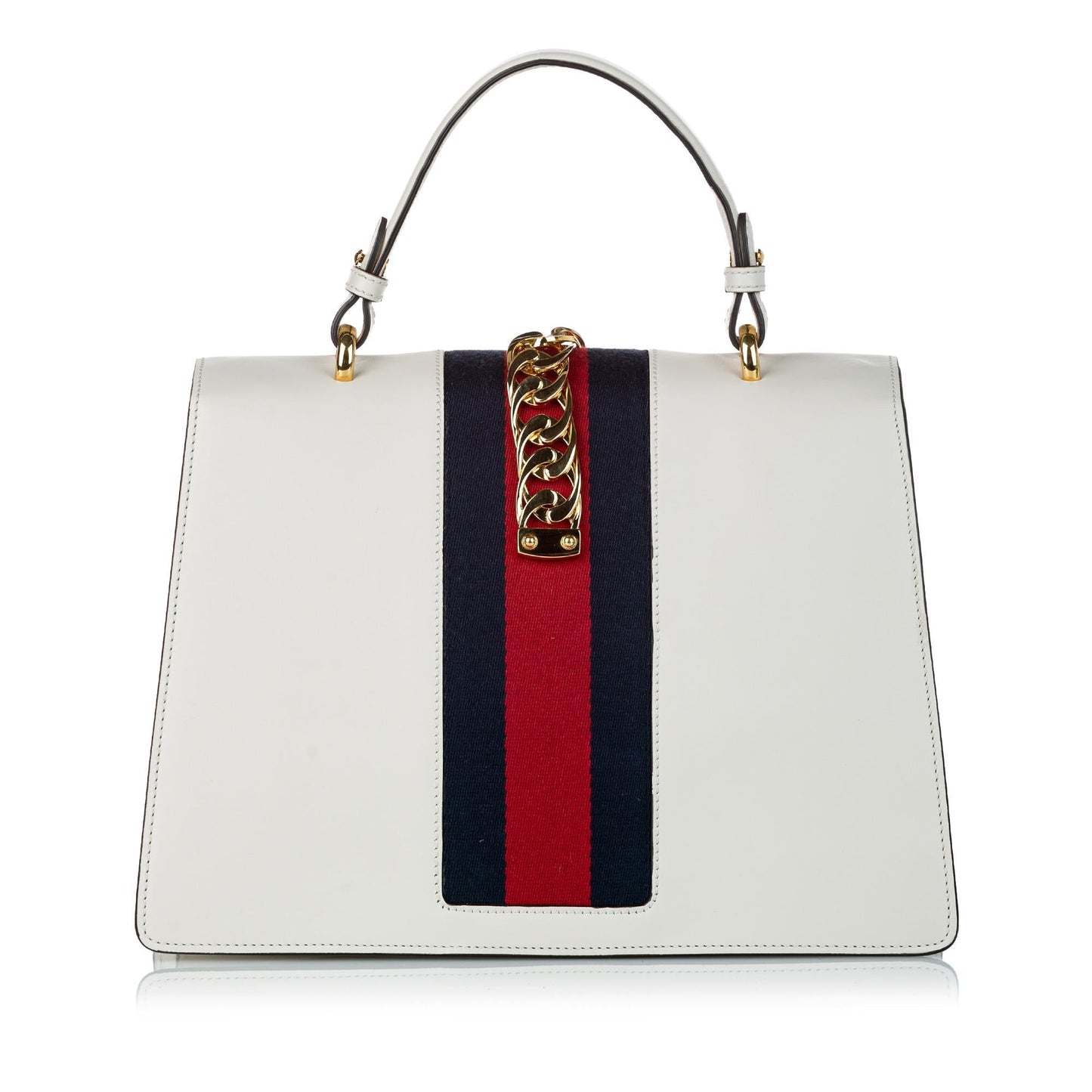 Gucci Sylvie SHG Leather Calf White Medium Satchel Bag