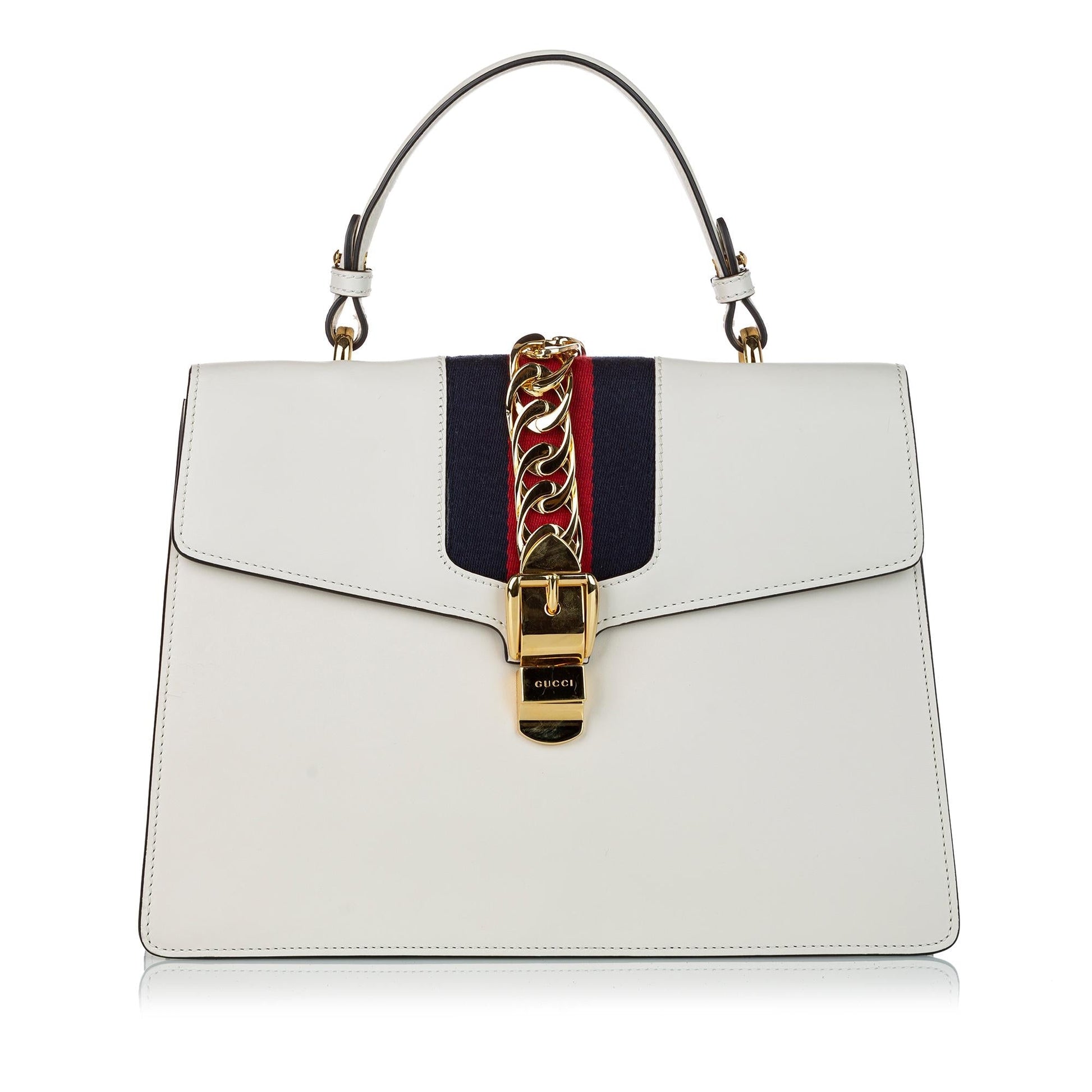 Gucci Sylvie SHG Leather Calf White Medium Satchel Bag