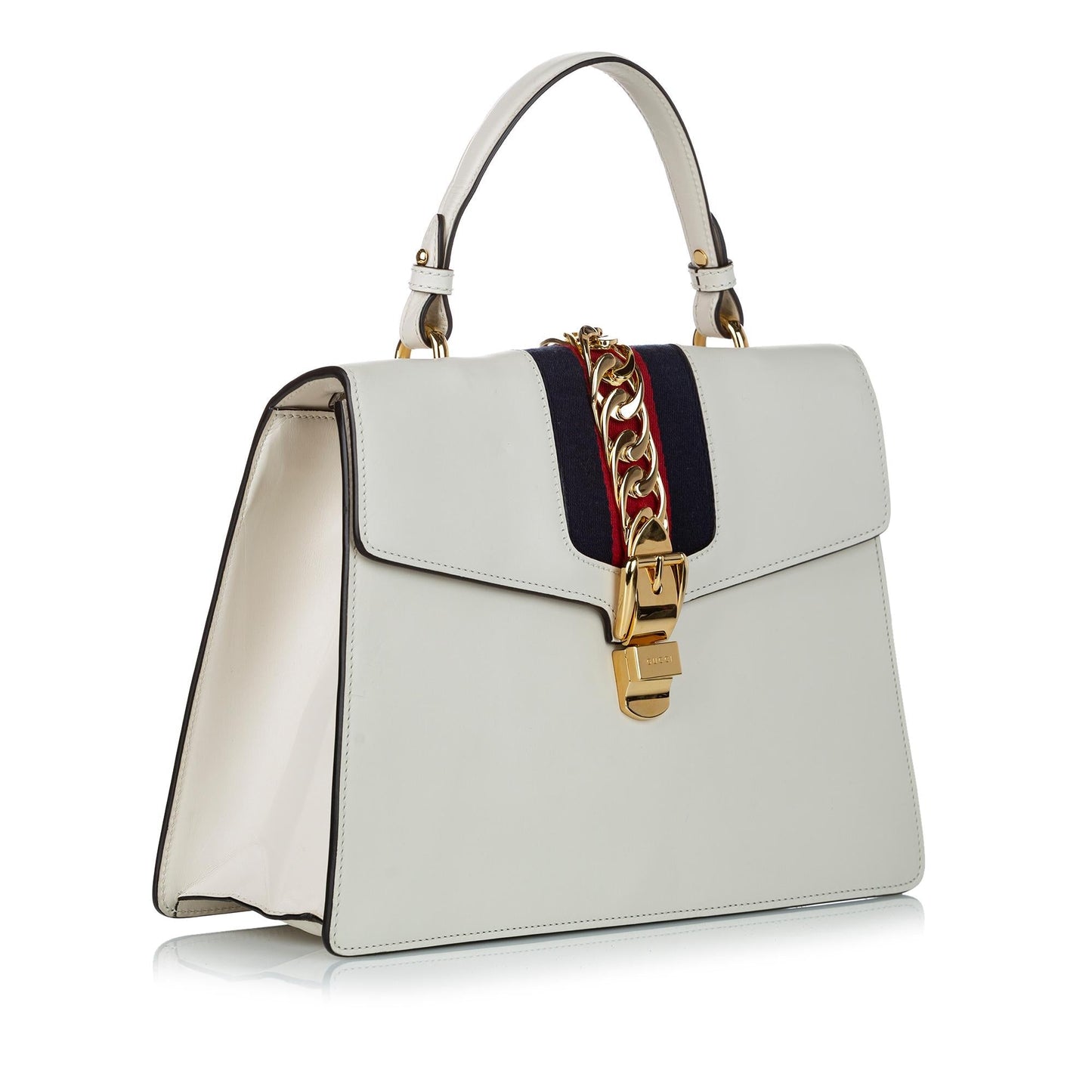 Gucci Sylvie SHG Leather Calf White Medium Satchel Bag
