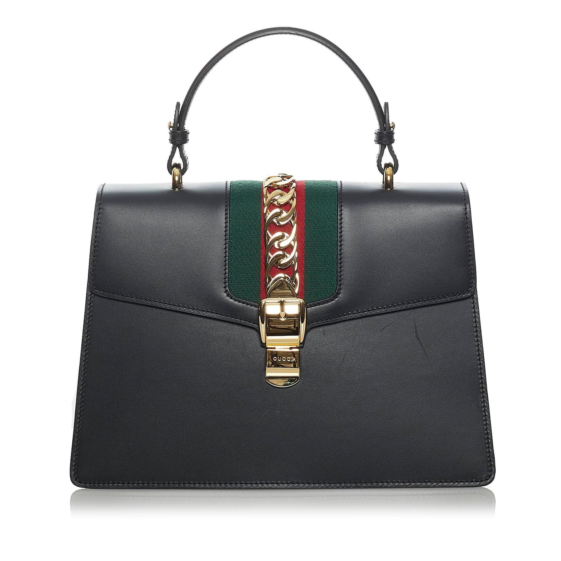 Gucci Sylvie SHG Leather Calf Black Medium Satchel Bag