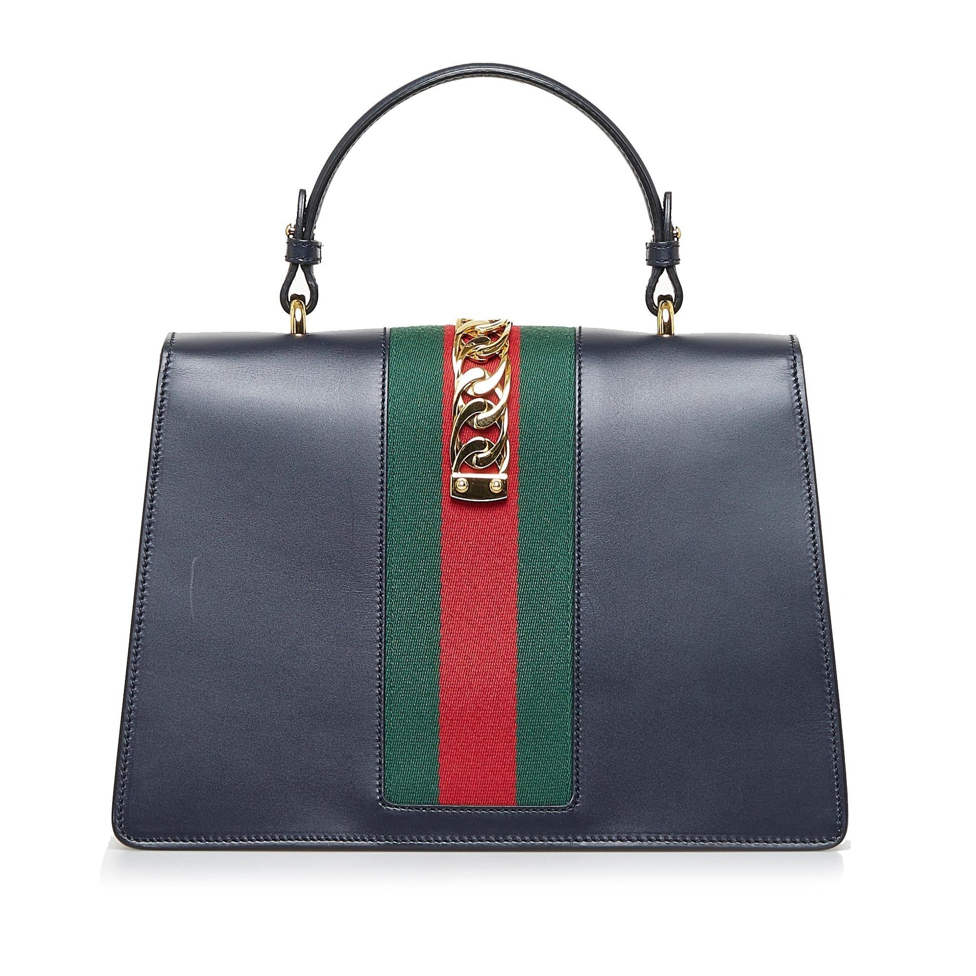Gucci Sylvie SHG-xoqKeR Leather Calf Black Medium Satchel Bag