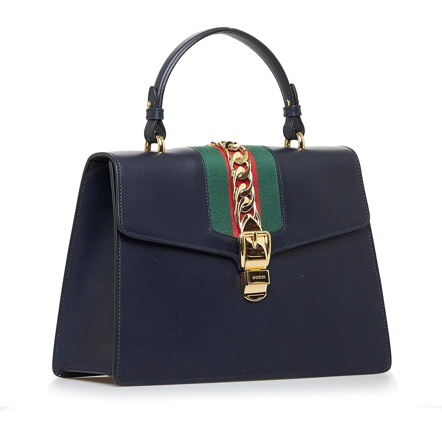 Gucci Sylvie SHG-xoqKeR Leather Calf Black Medium Satchel Bag
