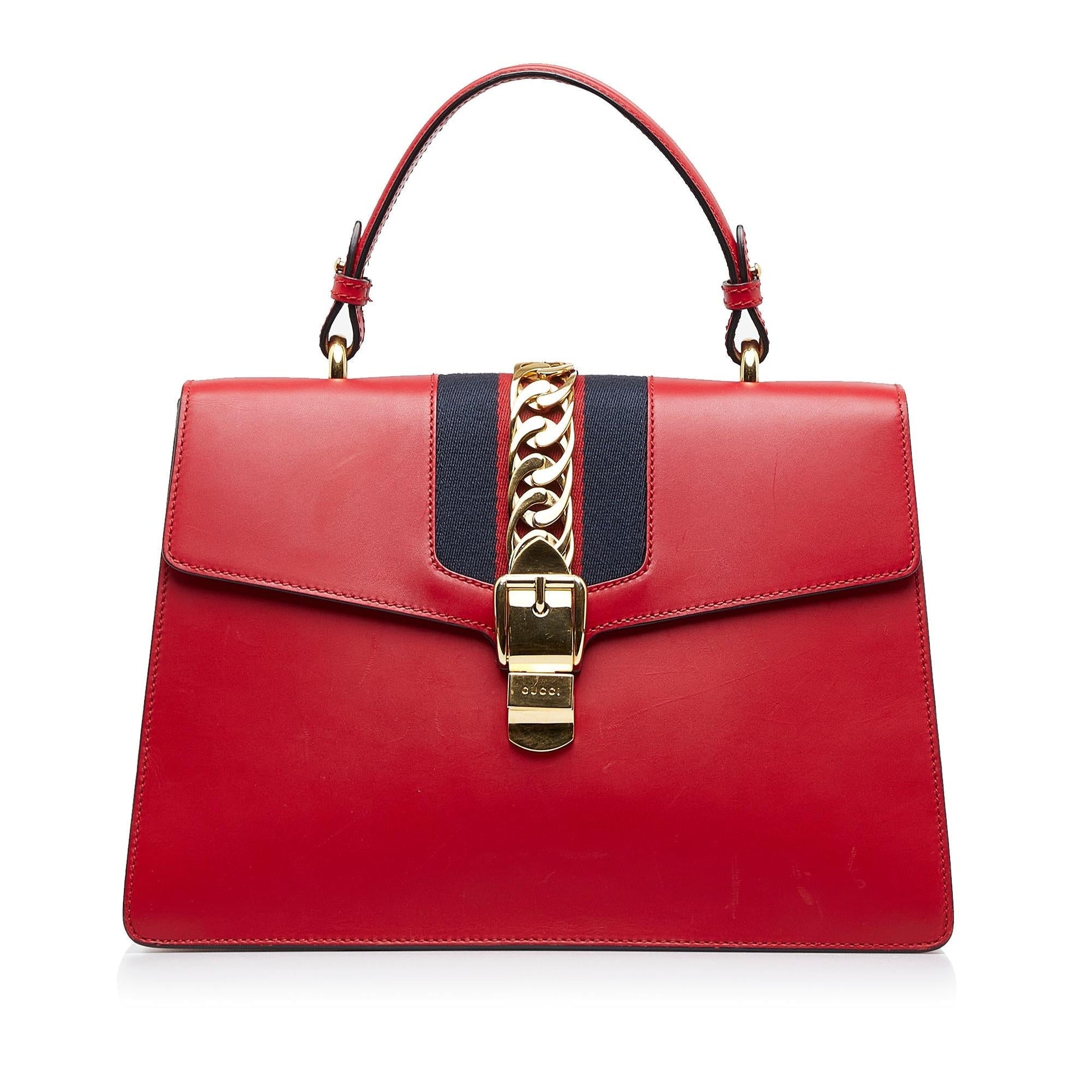 Gucci Sylvie SHG-9Fqcs4 Calf Red Medium Satchel Bag