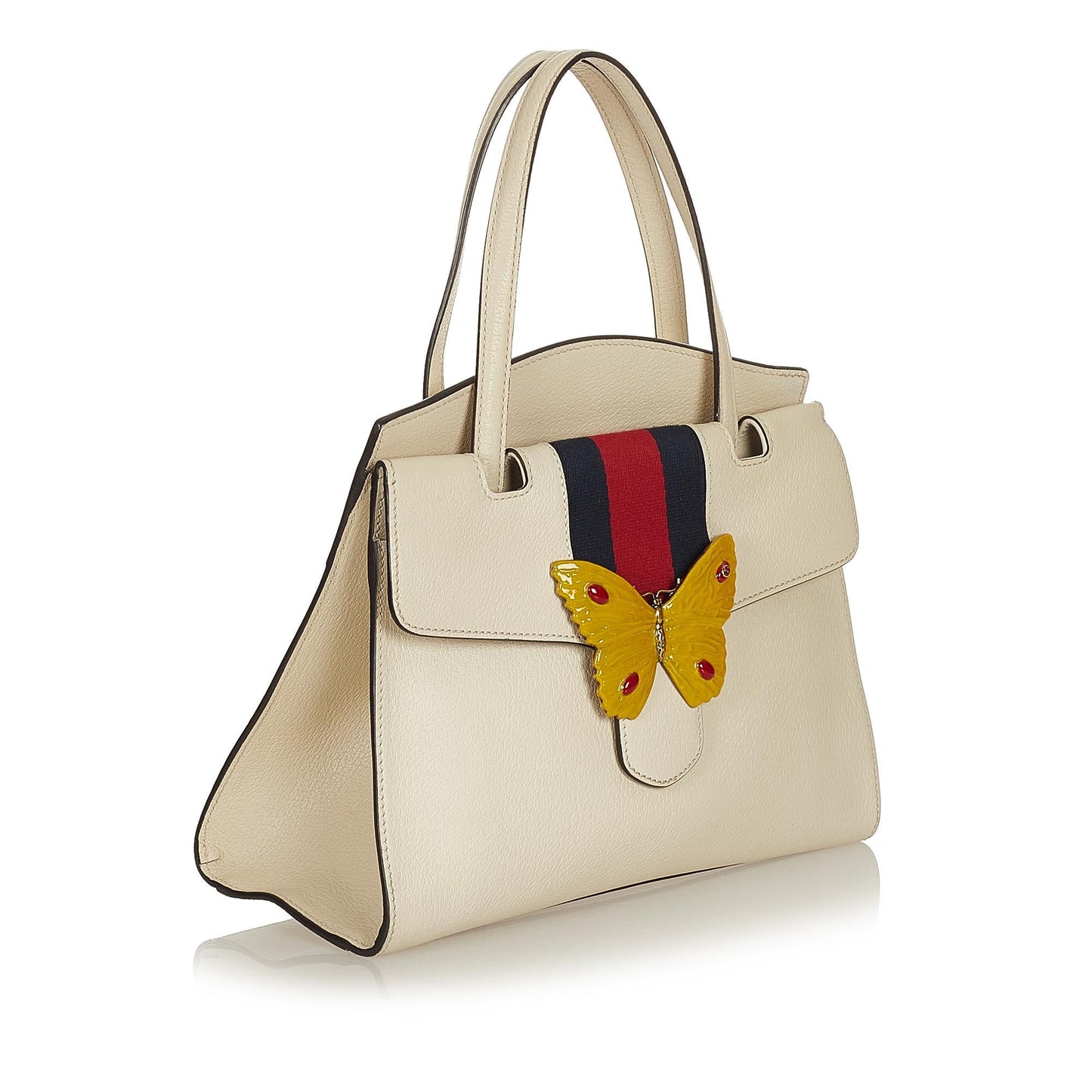 Gucci Web Linea Butterfly Totem SHG Calf White Medium Tote Bag