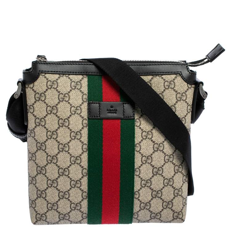 Gucci GG Supreme Web Flat Messenger Canvas Shoes