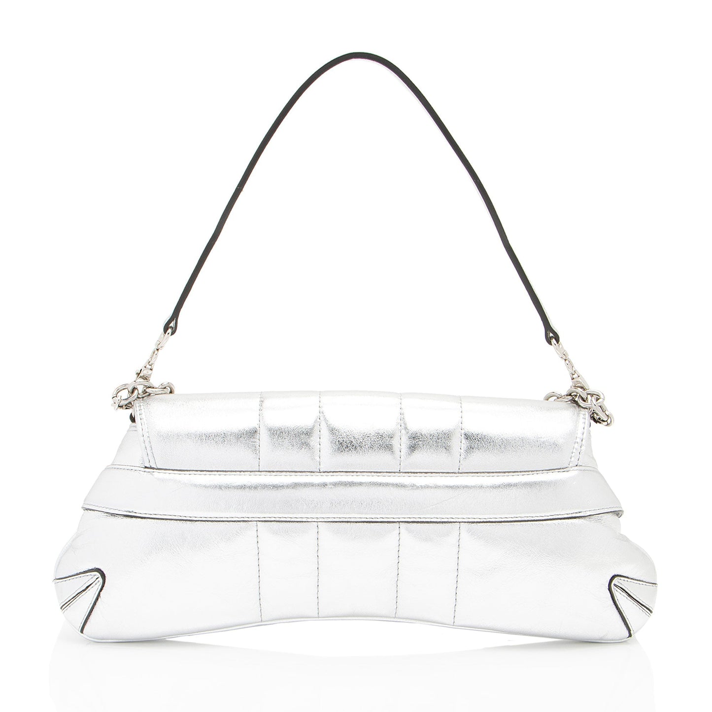 Gucci Metallic Horsebit SHF-dYk9f1 Calfskin Silver Medium Chain Shoulder Bag