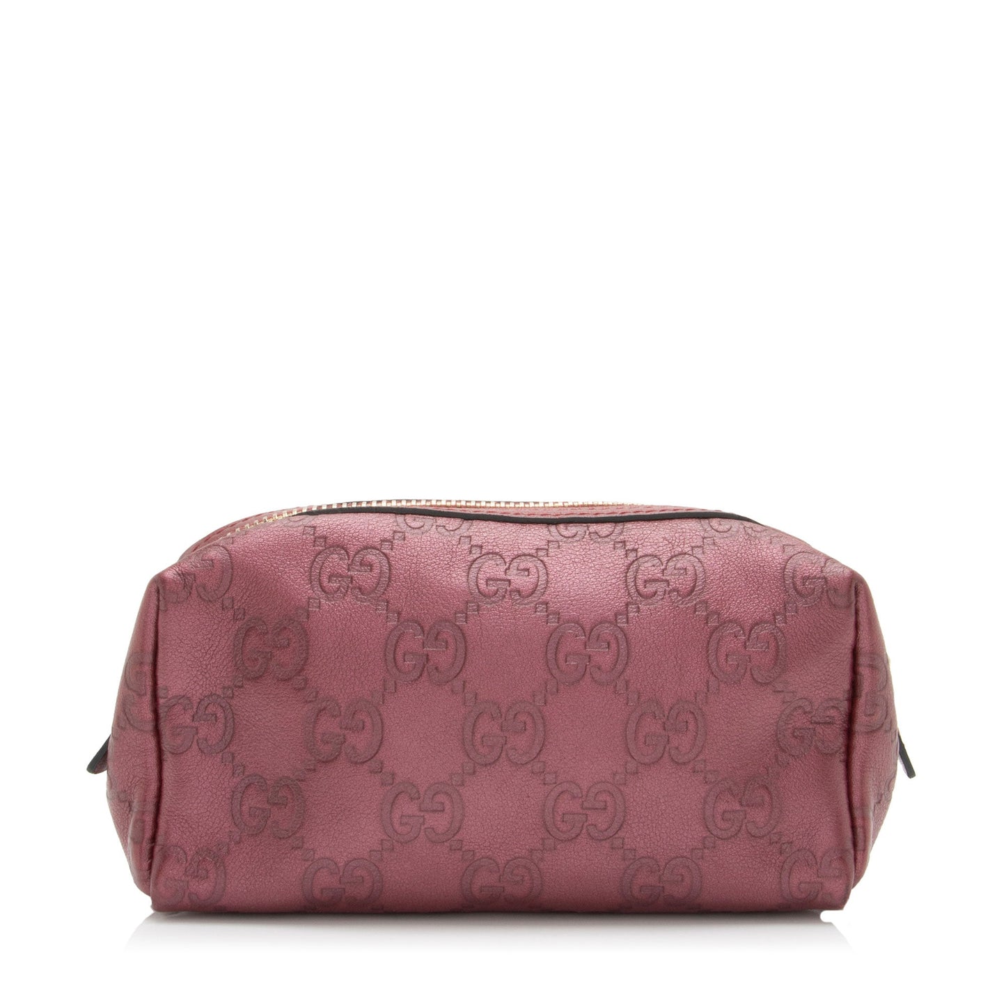 Gucci Metallic Guccissima Cosmetic Case SHF-GVRdPQ Leather Canvas Red Handbag