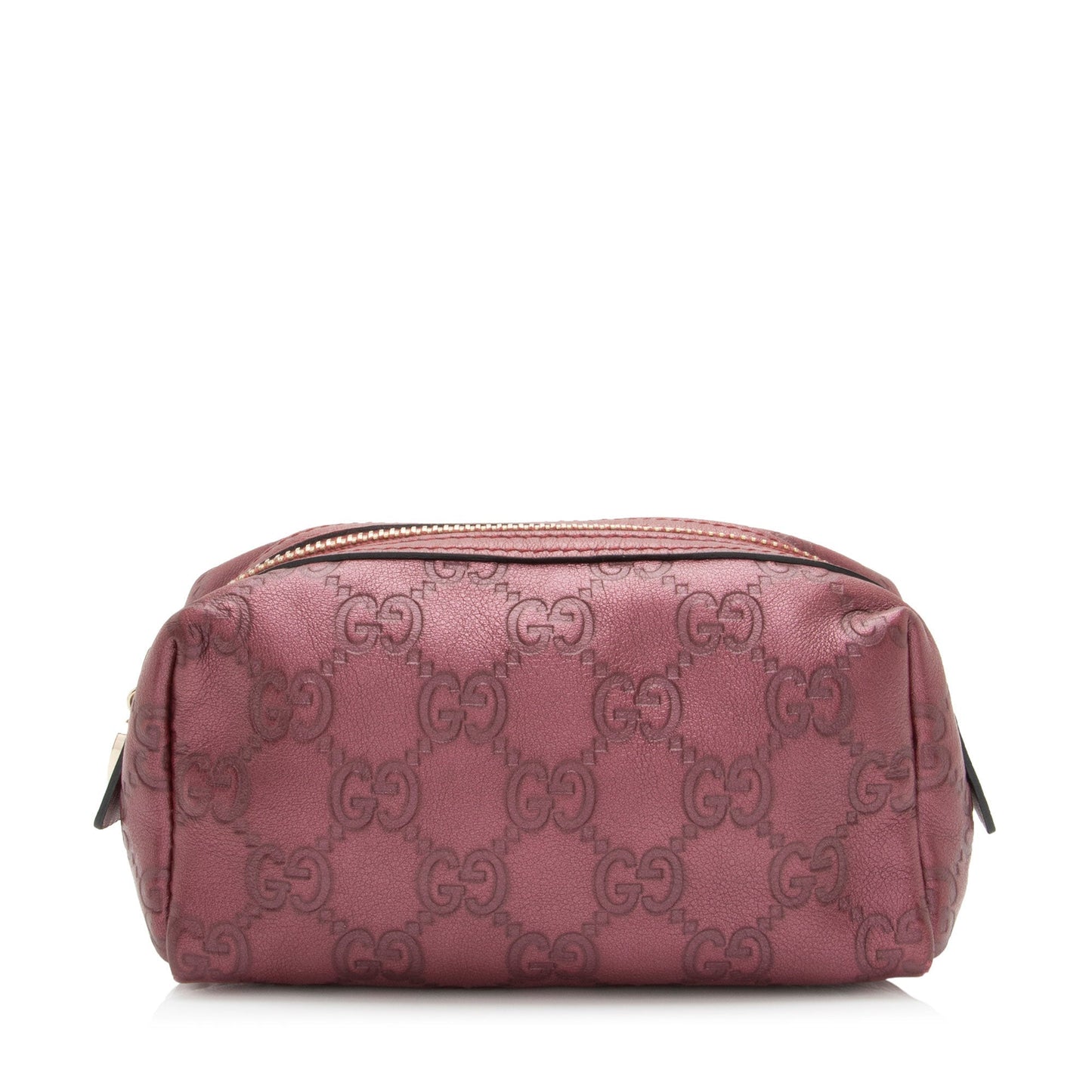 Gucci Metallic Guccissima Cosmetic Case SHF-GVRdPQ Leather Canvas Red Handbag