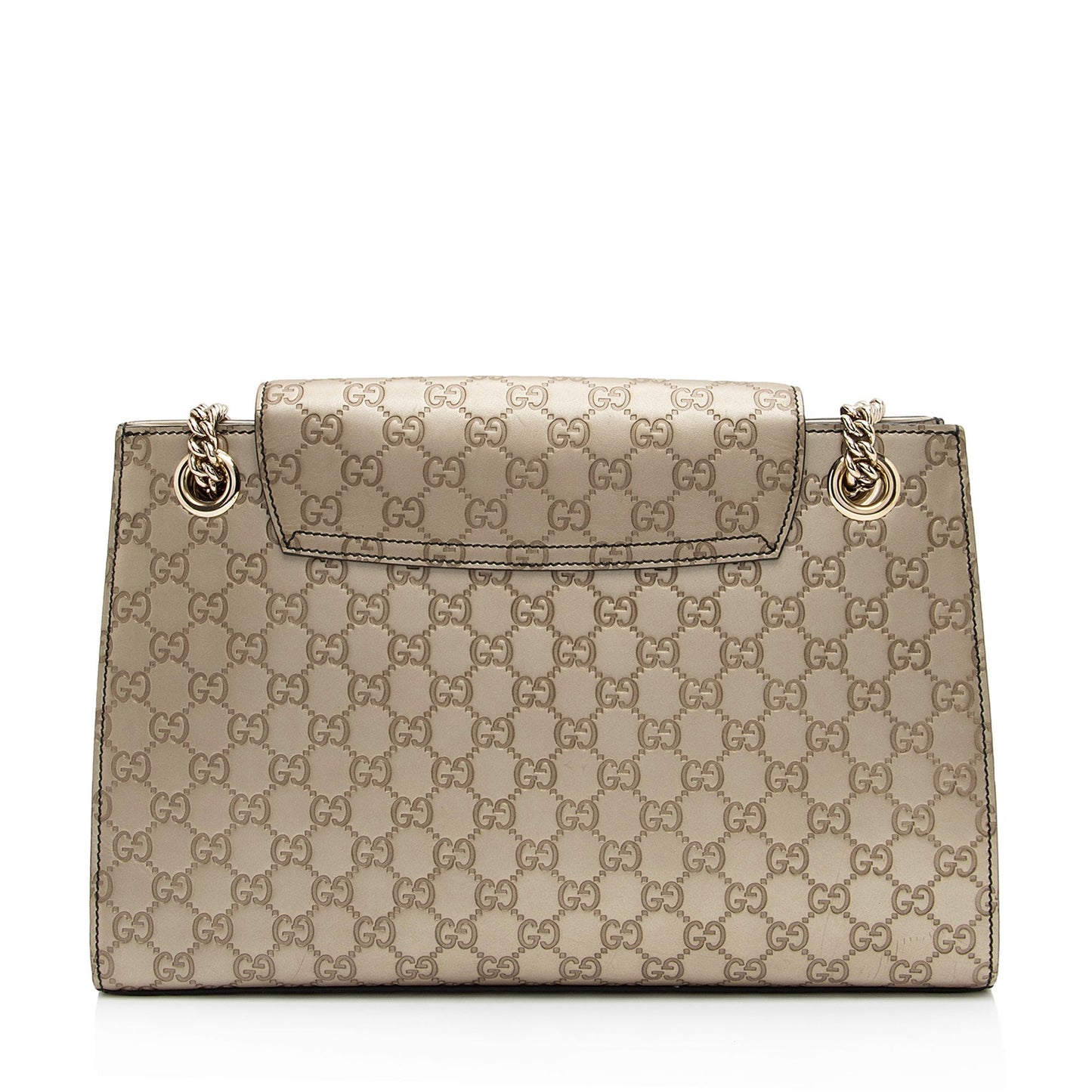 Gucci Metallic Guccissima Emily SHF-tKZxyz Leather Gold Large Crossbody Bag