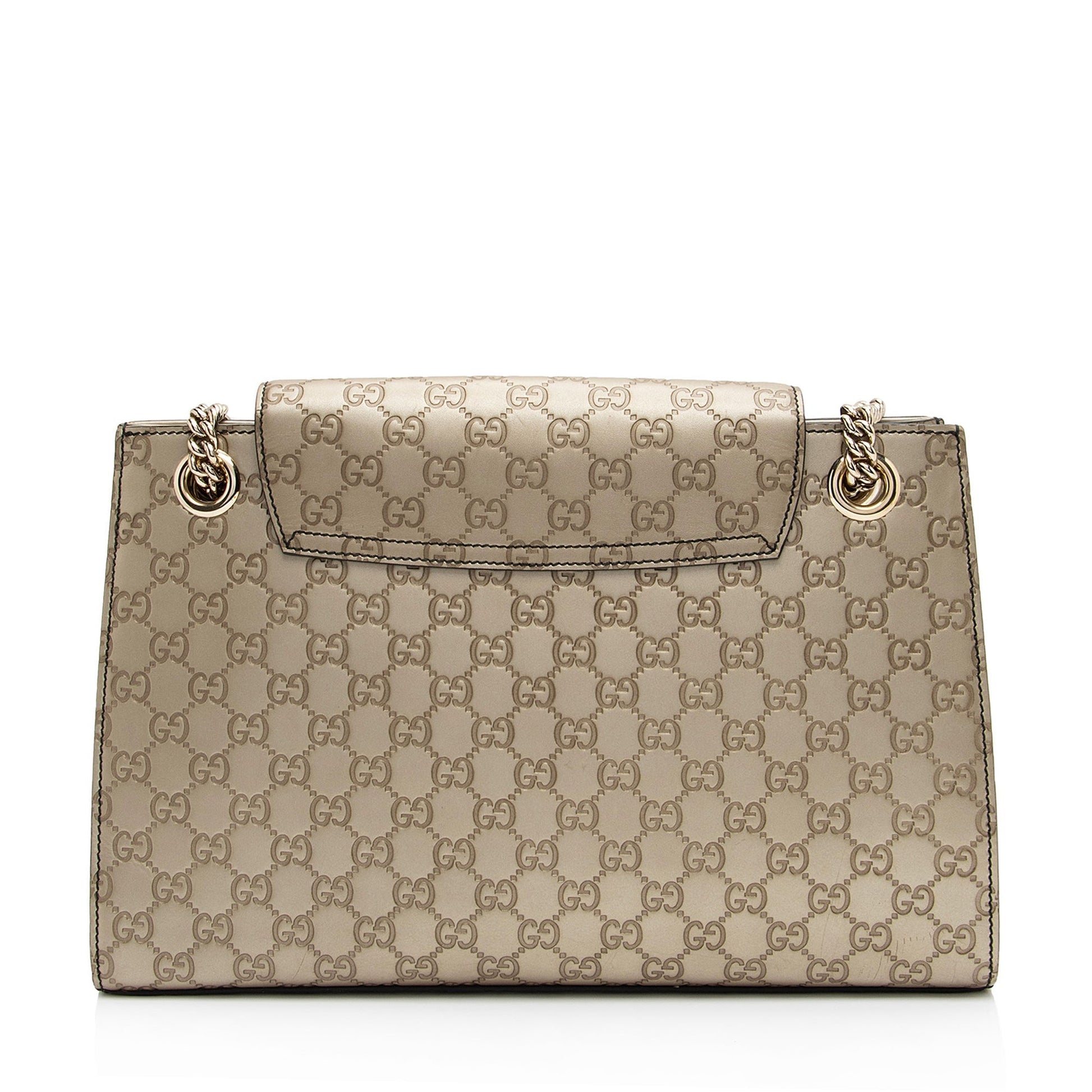 Gucci Metallic Guccissima Emily SHF-tKZxyz Leather Gold Large Crossbody Bag