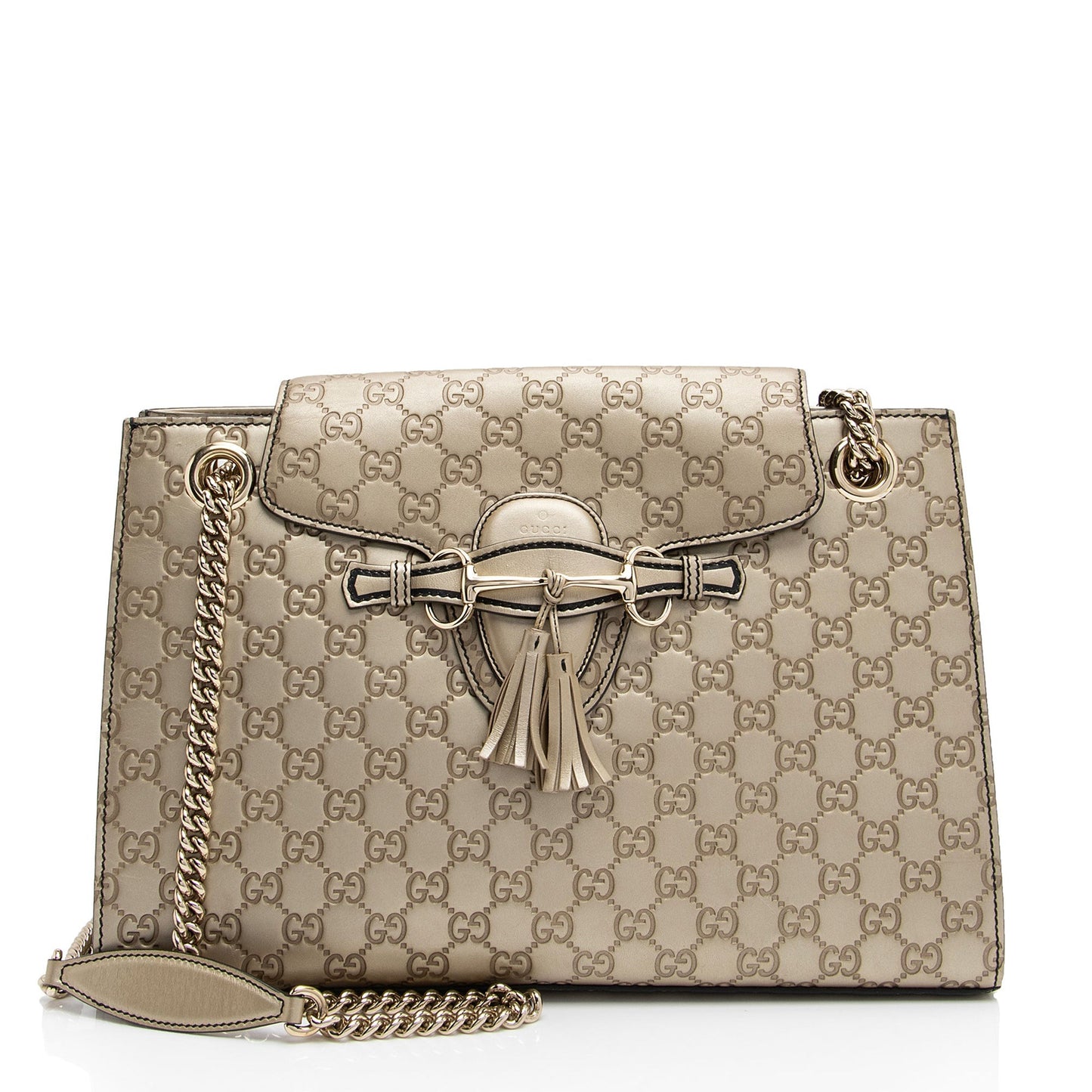 Gucci Metallic Guccissima Emily SHF-tKZxyz Leather Gold Large Crossbody Bag