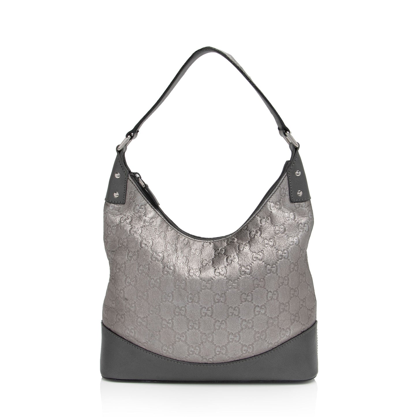 Gucci Metallic Guccissima SHF-WaBJWh Leather Silver Small Shoulder Bag