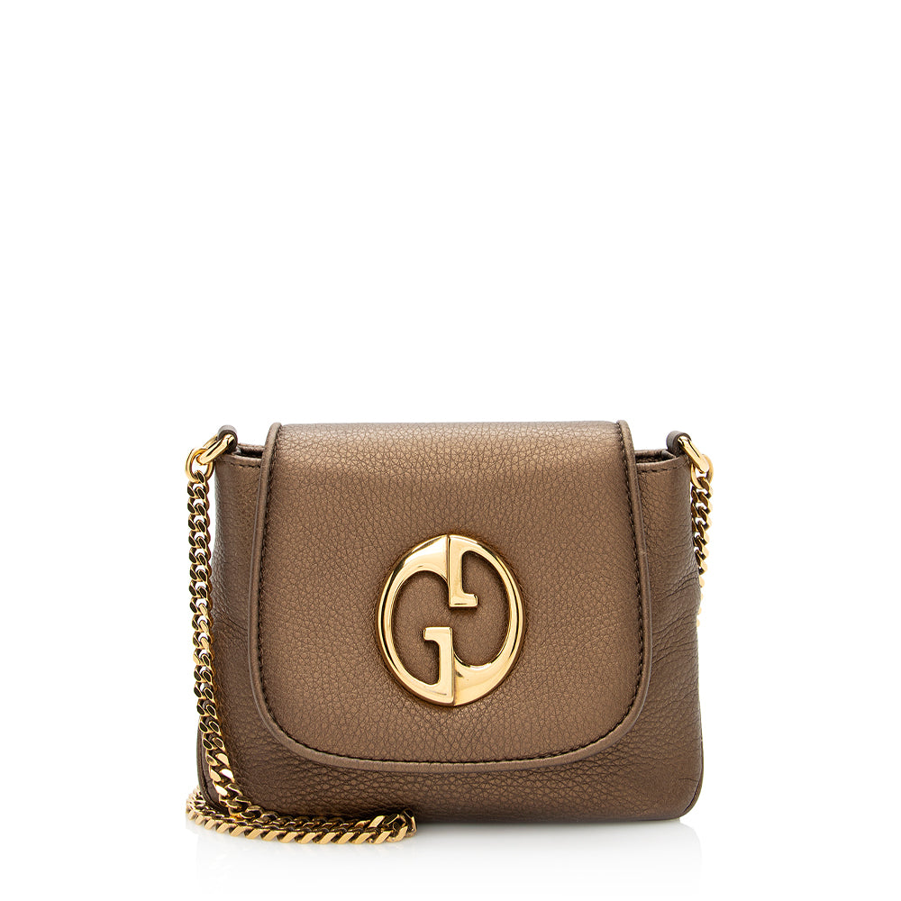 Gucci Metallic SHF Leather Brown Gold Small Crossbody Bag
