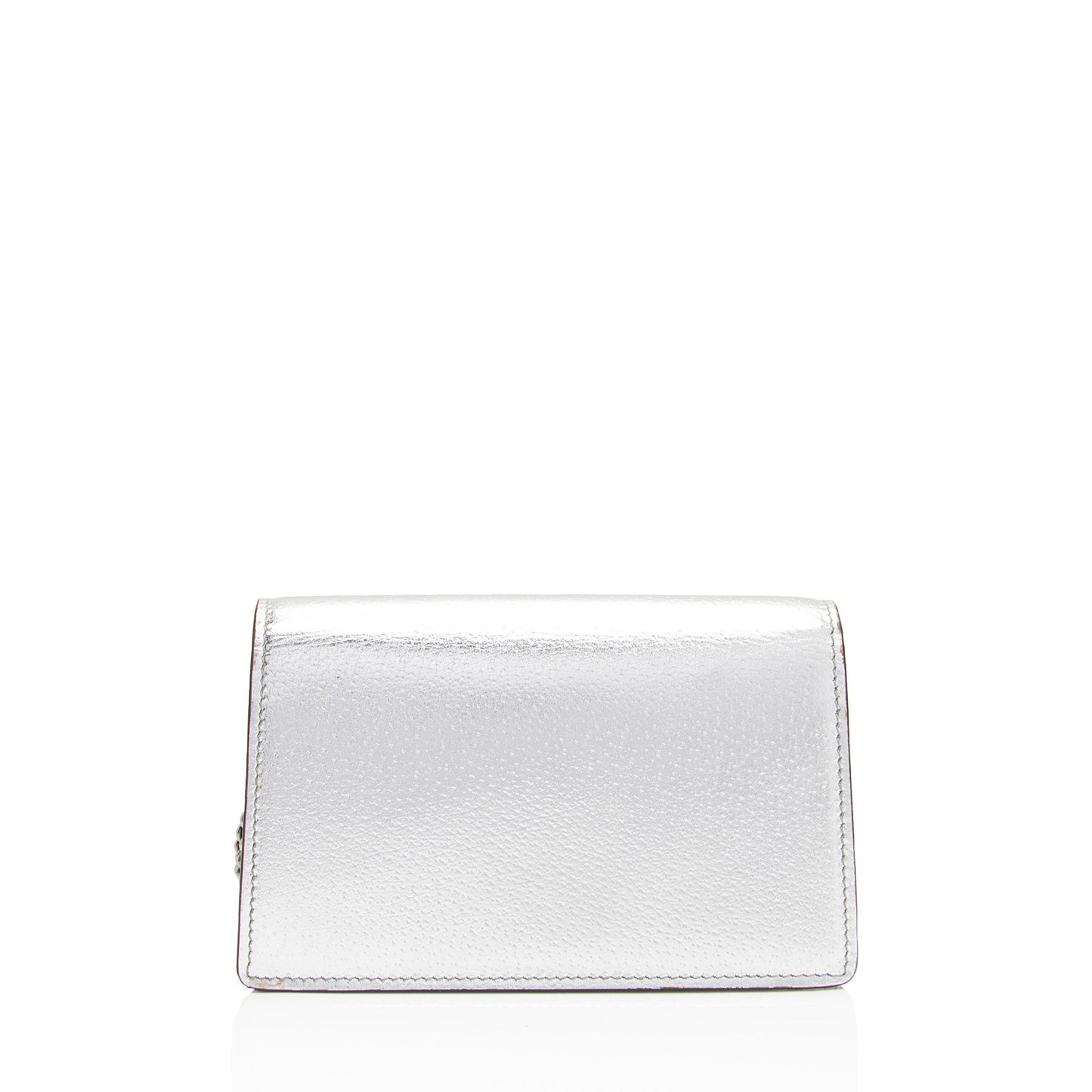 Gucci Metallic Dionysus Super SHF-PQUwUw Leather Silver Mini Crossbody Bag