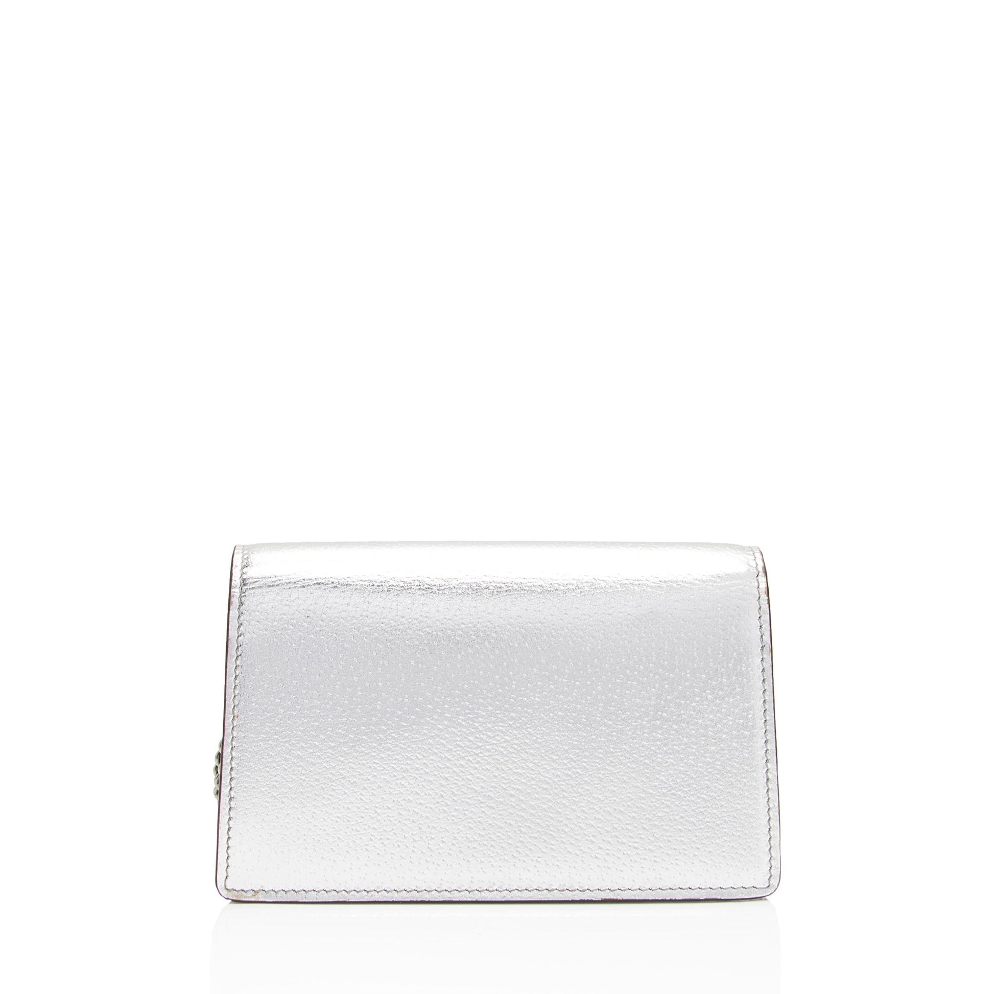 Gucci Metallic Dionysus Super SHF-PQUwUw Leather Silver Mini Crossbody Bag