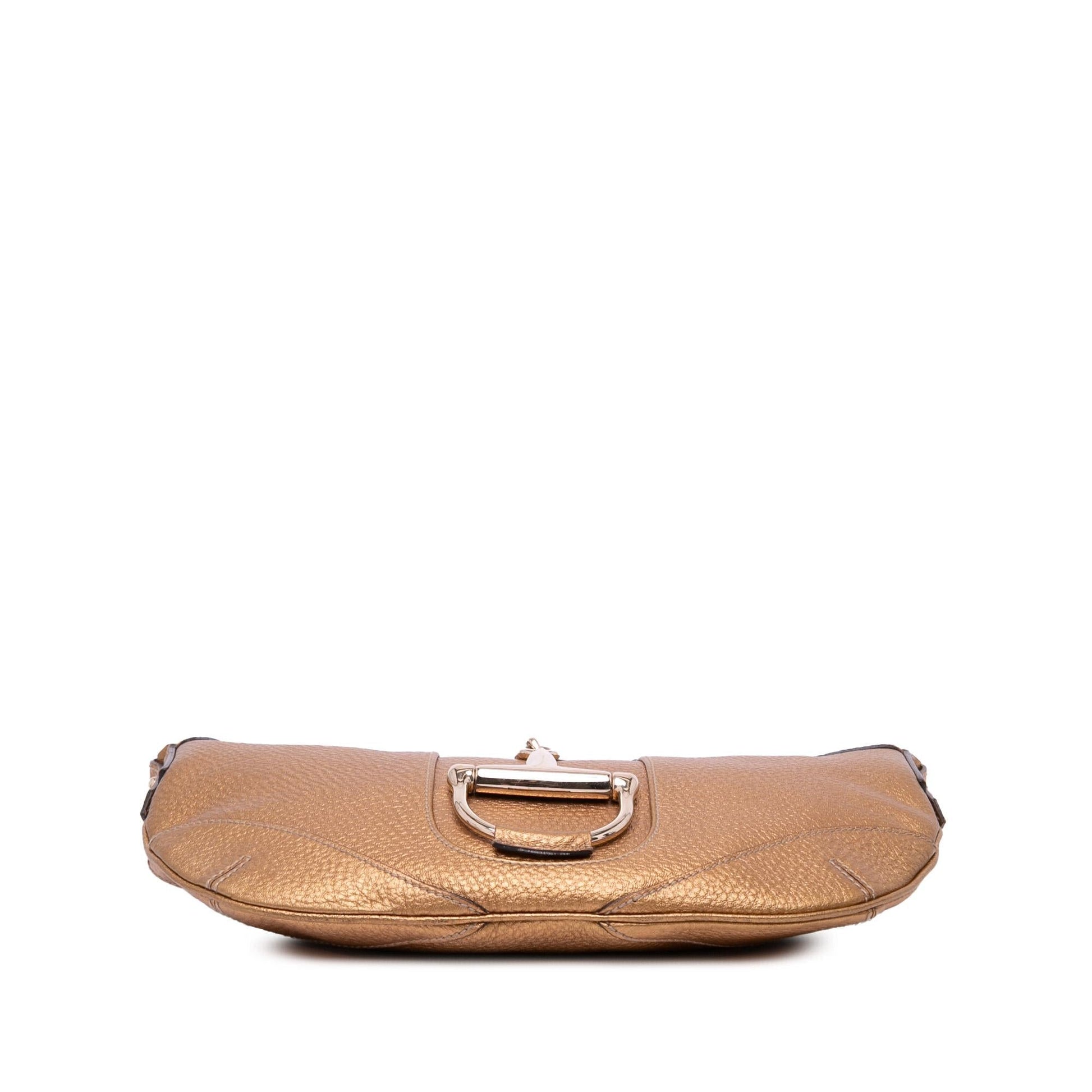 Gucci Metallic Horsebit Leather Calf Gold Crossbody Bag