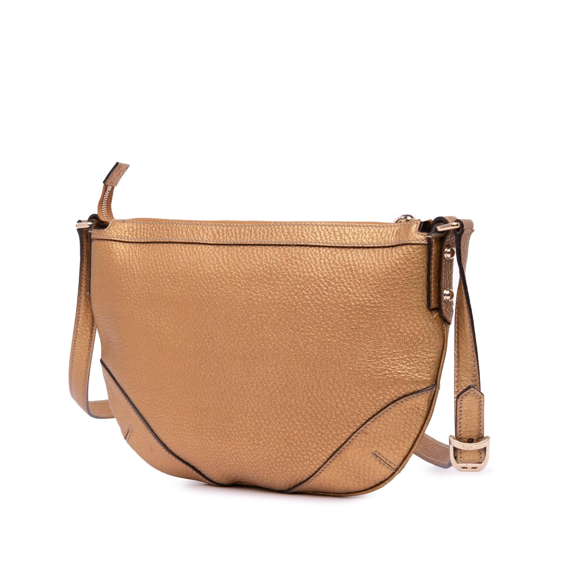 Gucci Metallic Horsebit Leather Calf Gold Crossbody Bag