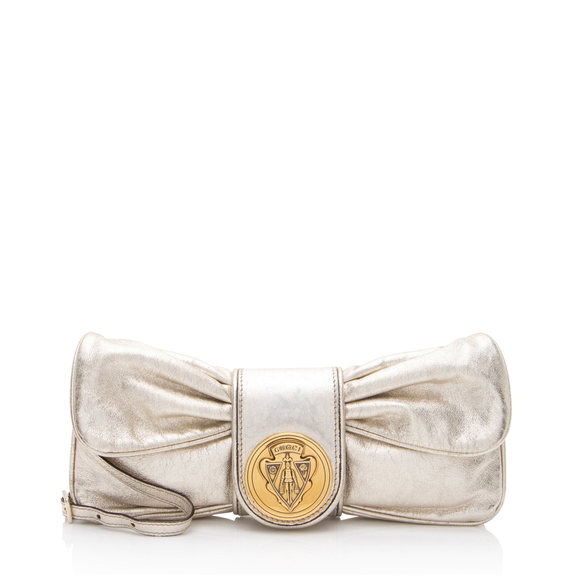 Gucci Metallic Papillon Hysteria Leather Gold Shoulder Bag