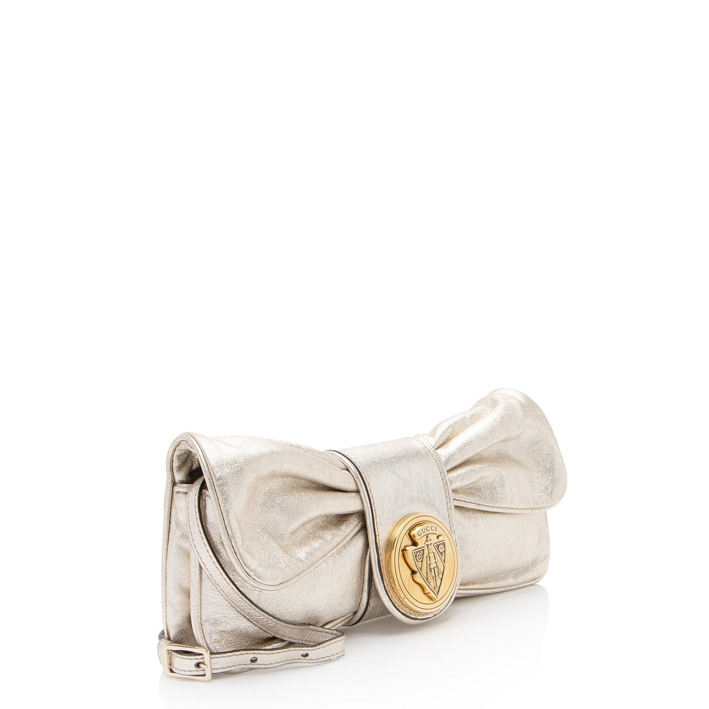 Gucci Metallic Papillon Hysteria Leather Gold Shoulder Bag