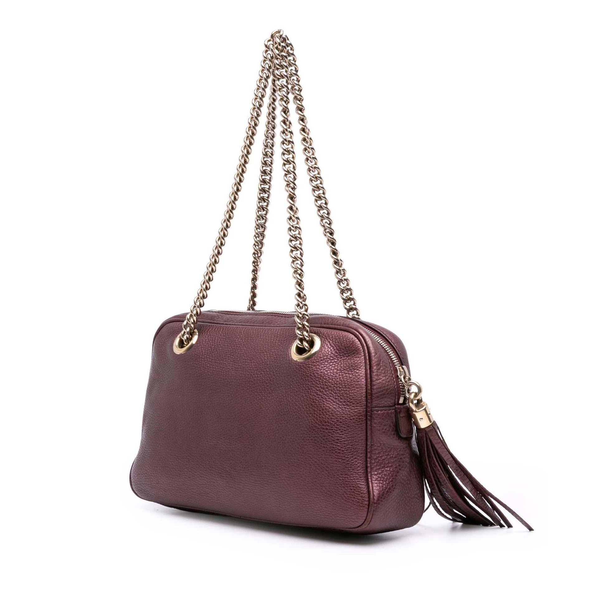 Gucci Metallic Soho Zip Leather Chain Shoulder Bag