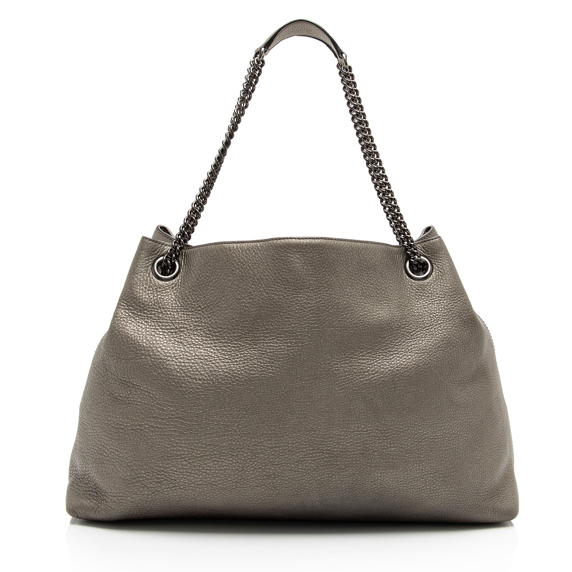 Gucci Metallic Soho Leather Silver Large Crossbody Bag