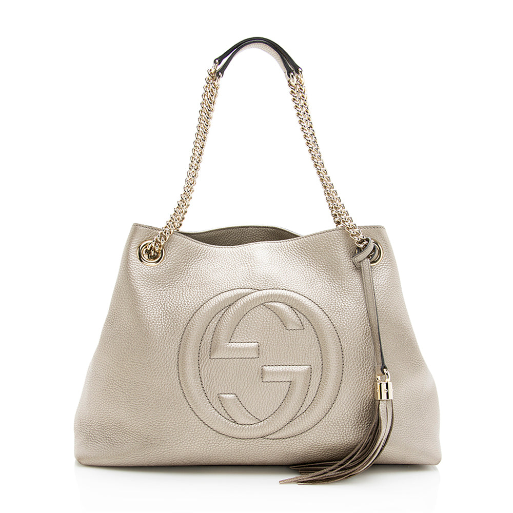 Gucci Metallic Soho SHF Leather Gold Medium Shoulder Bag