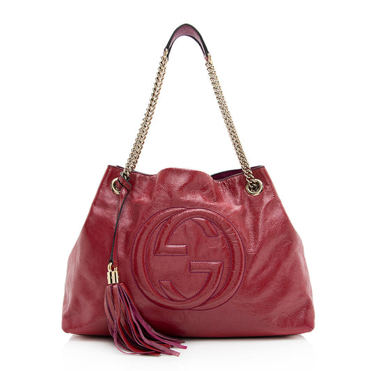 Gucci Soho SHF Leather Patent Pink Medium Shoulder Bag