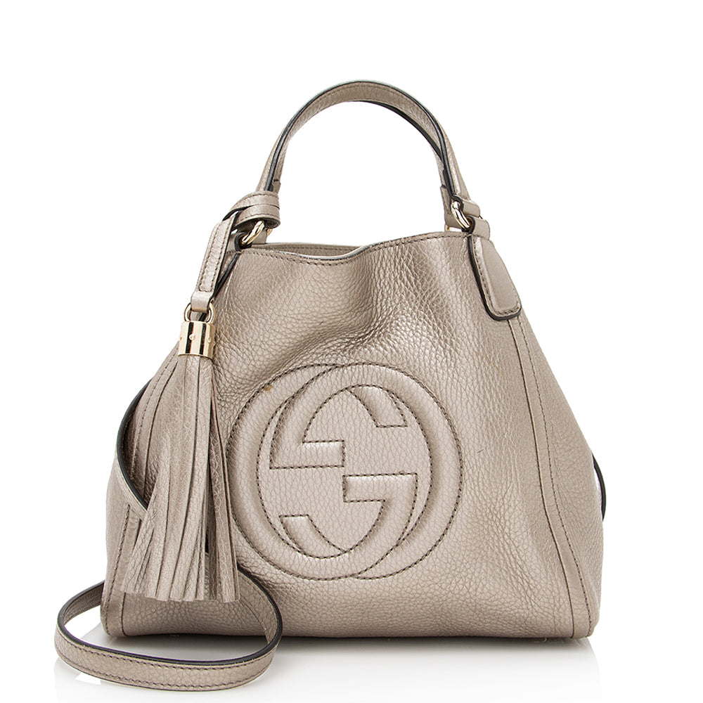 Gucci Metallic Soho SHF Leather Gold Small Tote Bag