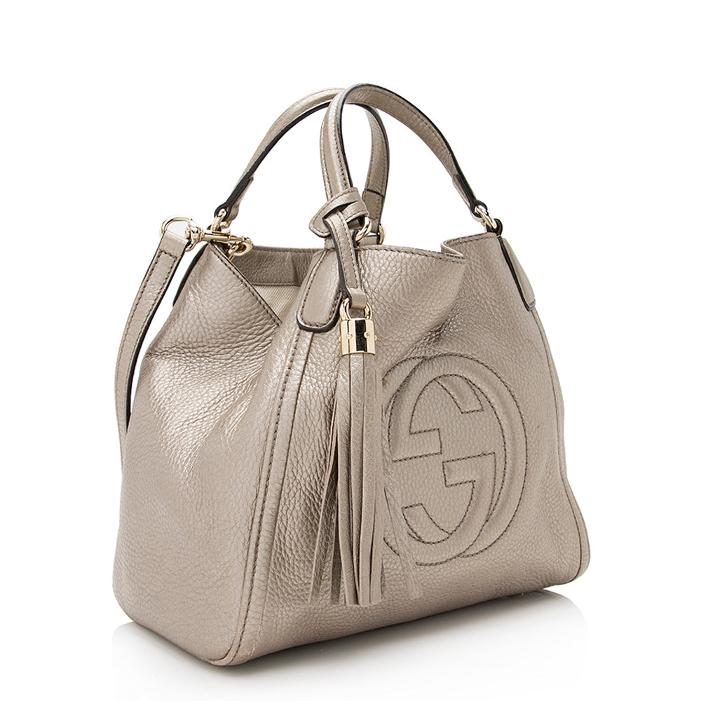 Gucci Metallic Soho SHF Leather Gold Small Tote Bag