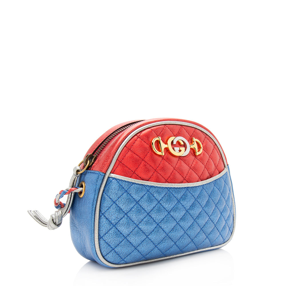 Gucci Metallic Trapuntata SHF Leather Lambskin Blue Red Crossbody Bag