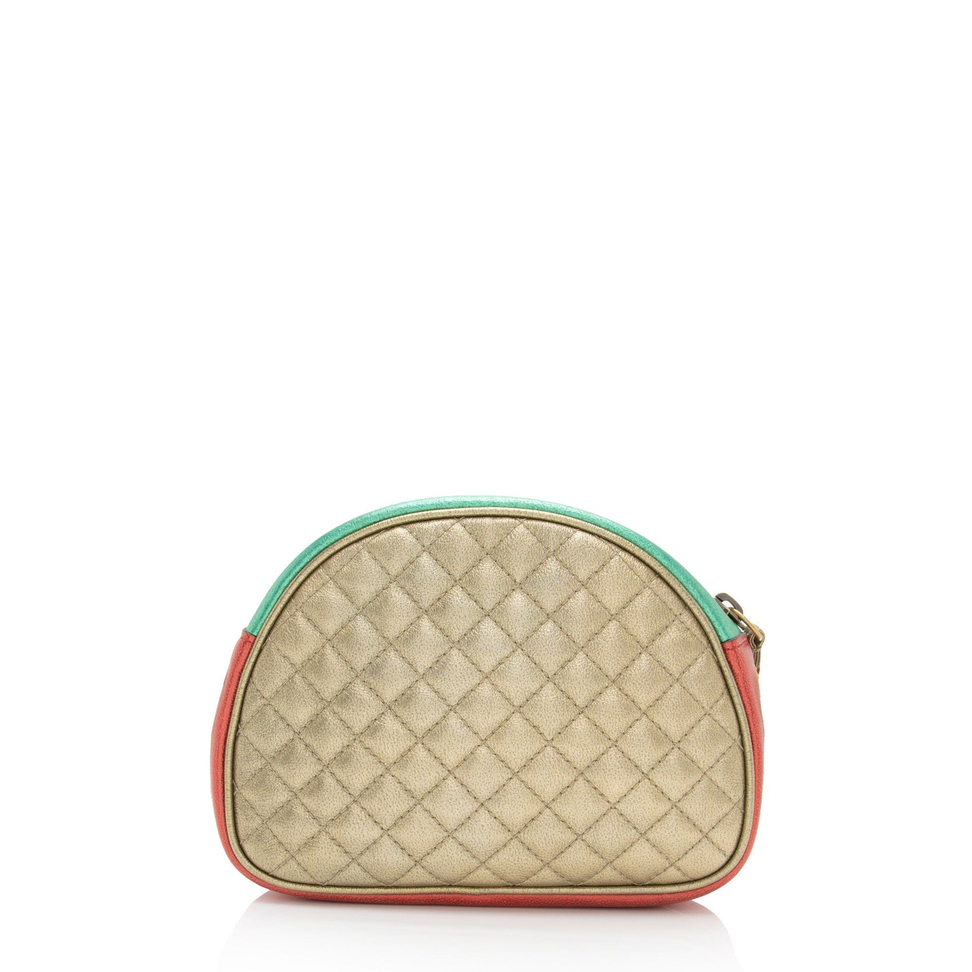 Gucci Metallic Trapuntata Leather Red Green Mini Crossbody Bag