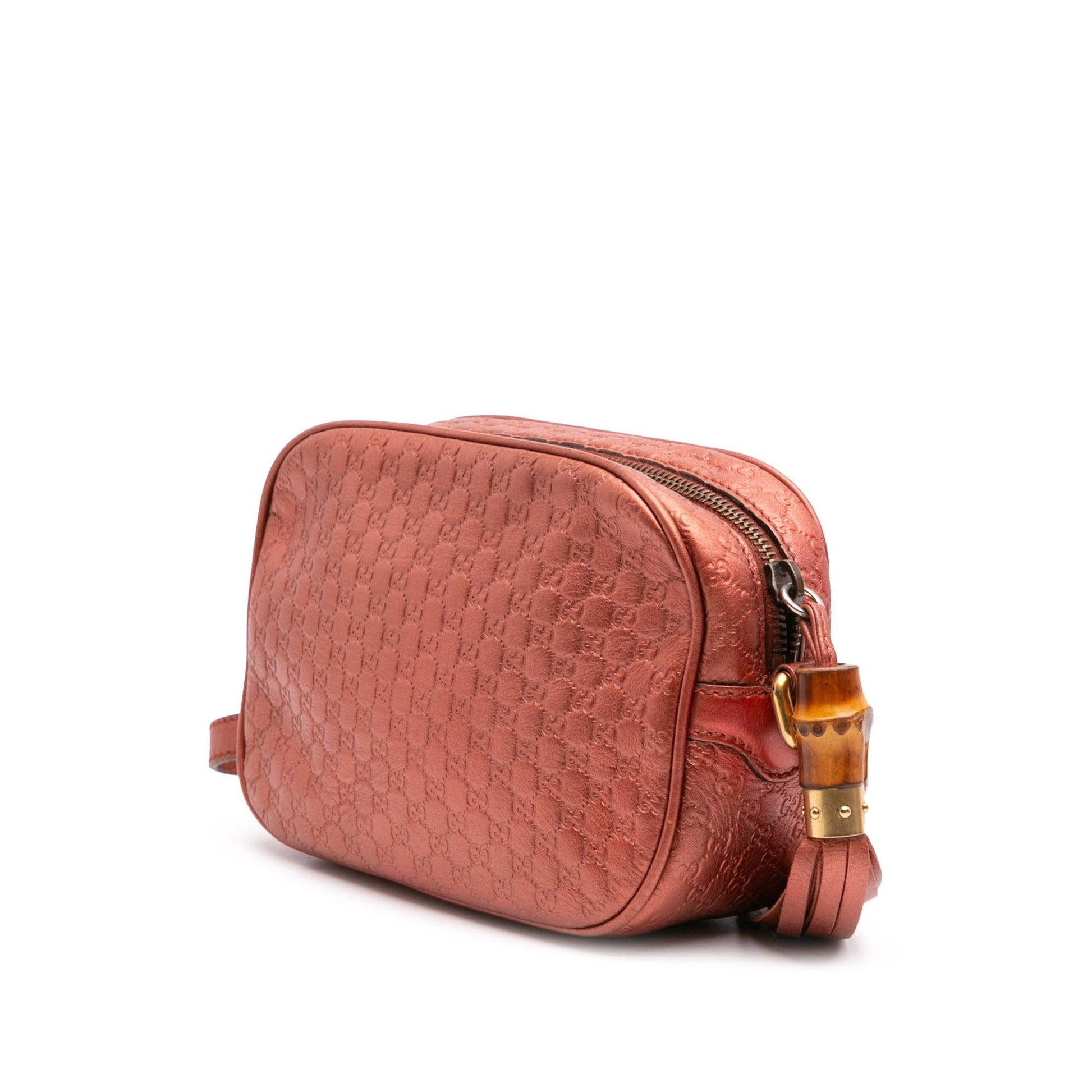 Gucci Metallic Microguccissima Sunshine Disco Camera Calf Orange Crossbody Bag