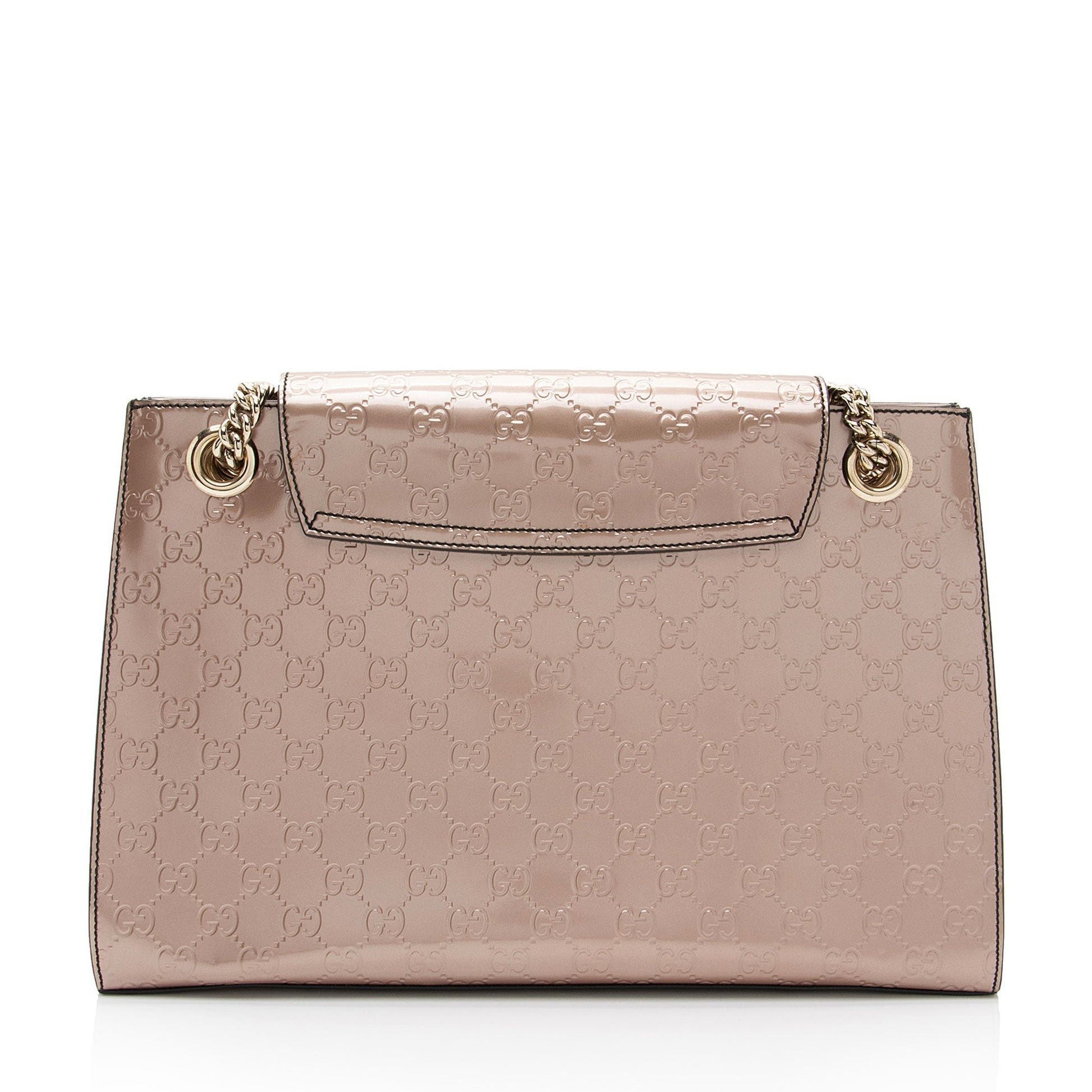 Gucci Metallic Guccissima Emily SHF-v4gshd Leather Patent Pink Large Crossbody Bag