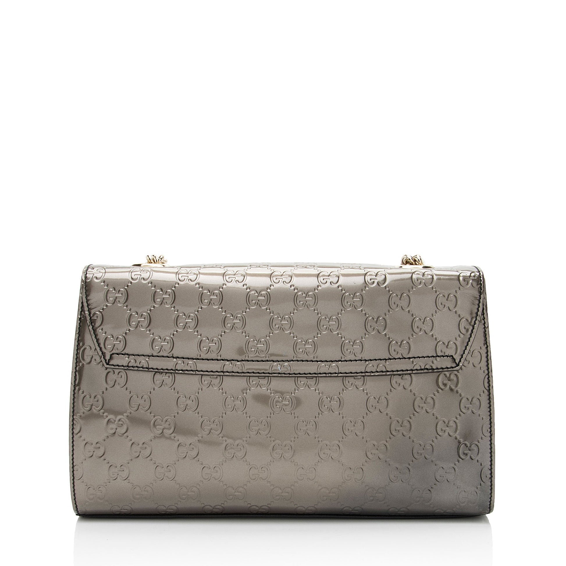 Gucci Metallic Guccissima Emily Leather Patent Gold Medium Shoulder Bag