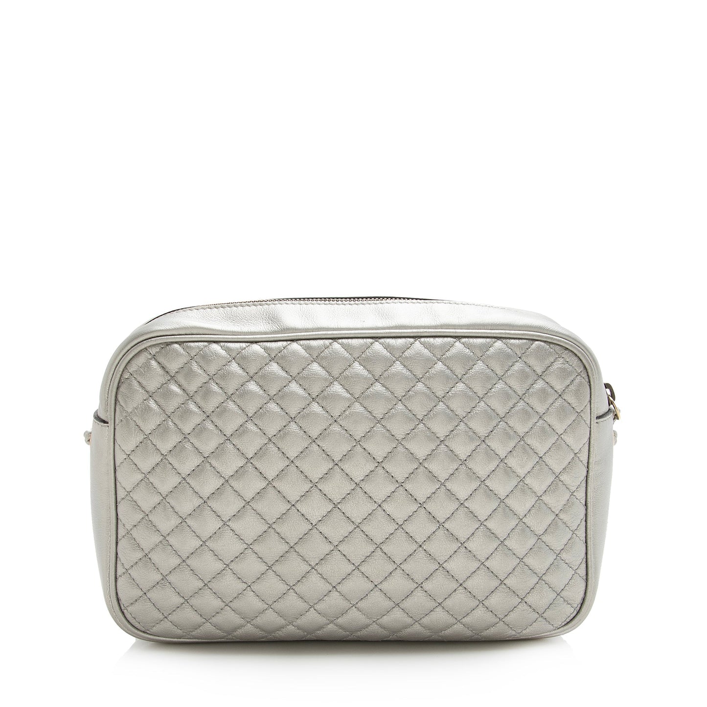 Gucci Metallic Web Trapuntata SHF Quilted Leather Nylon Silver Crossbody Bag