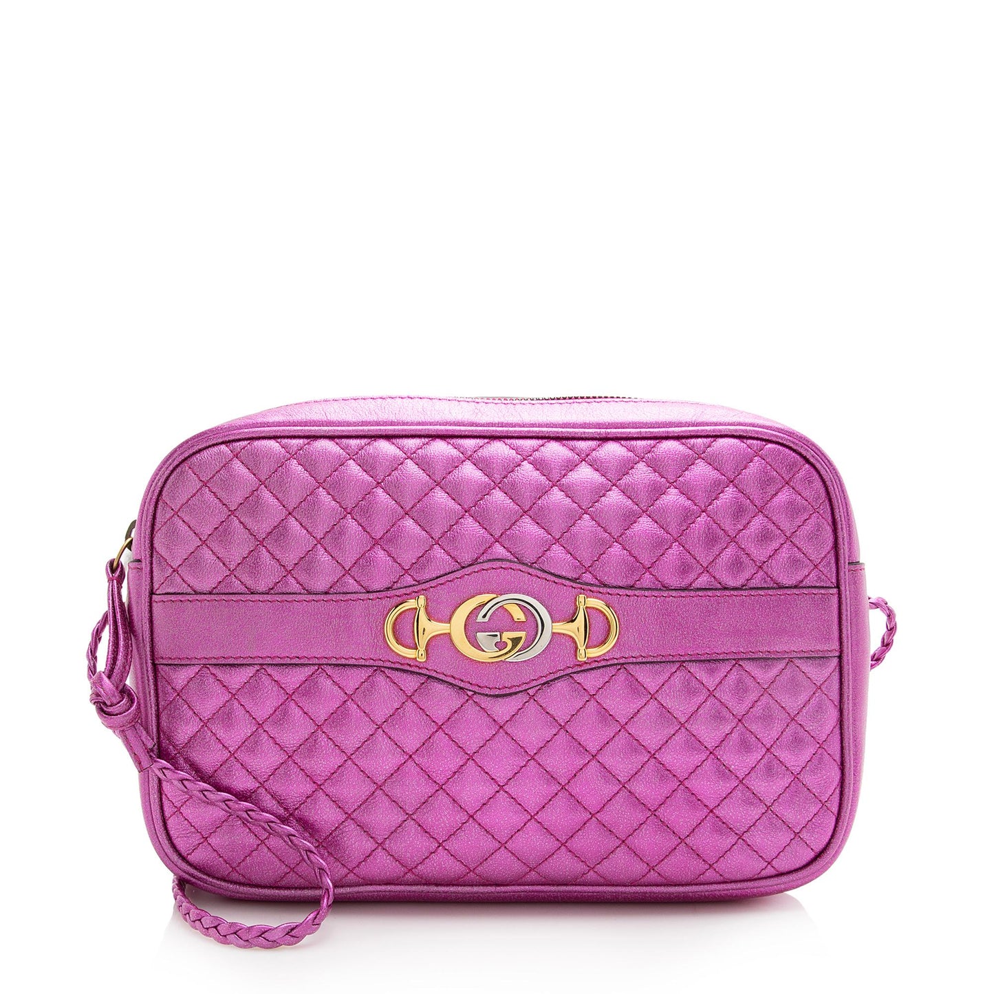Gucci Metallic Trapuntata Quilted Leather Pink Small Crossbody Bag