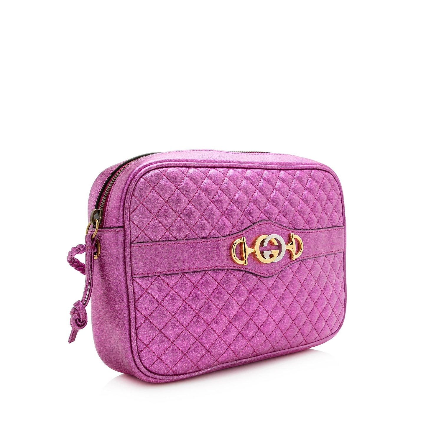 Gucci Metallic Trapuntata Quilted Leather Pink Small Crossbody Bag