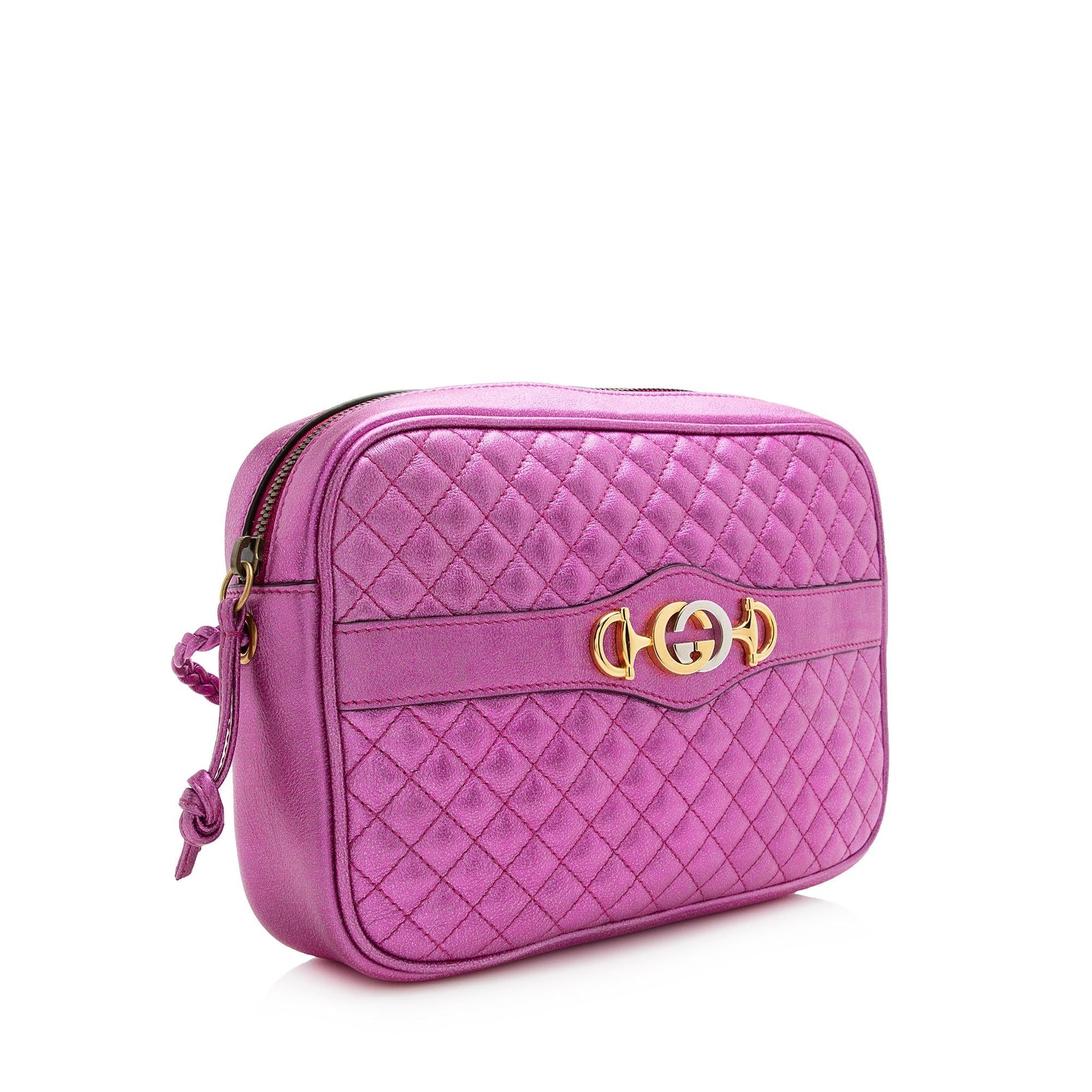 Gucci Metallic Trapuntata Quilted Leather Pink Small Crossbody Bag