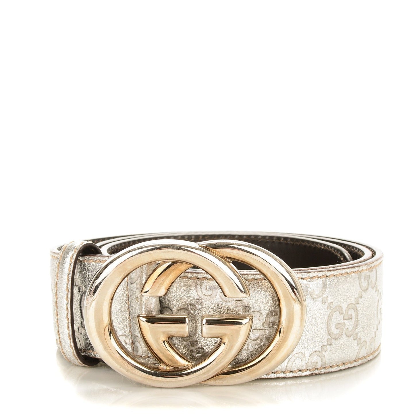 Gucci Leather Silver Belt